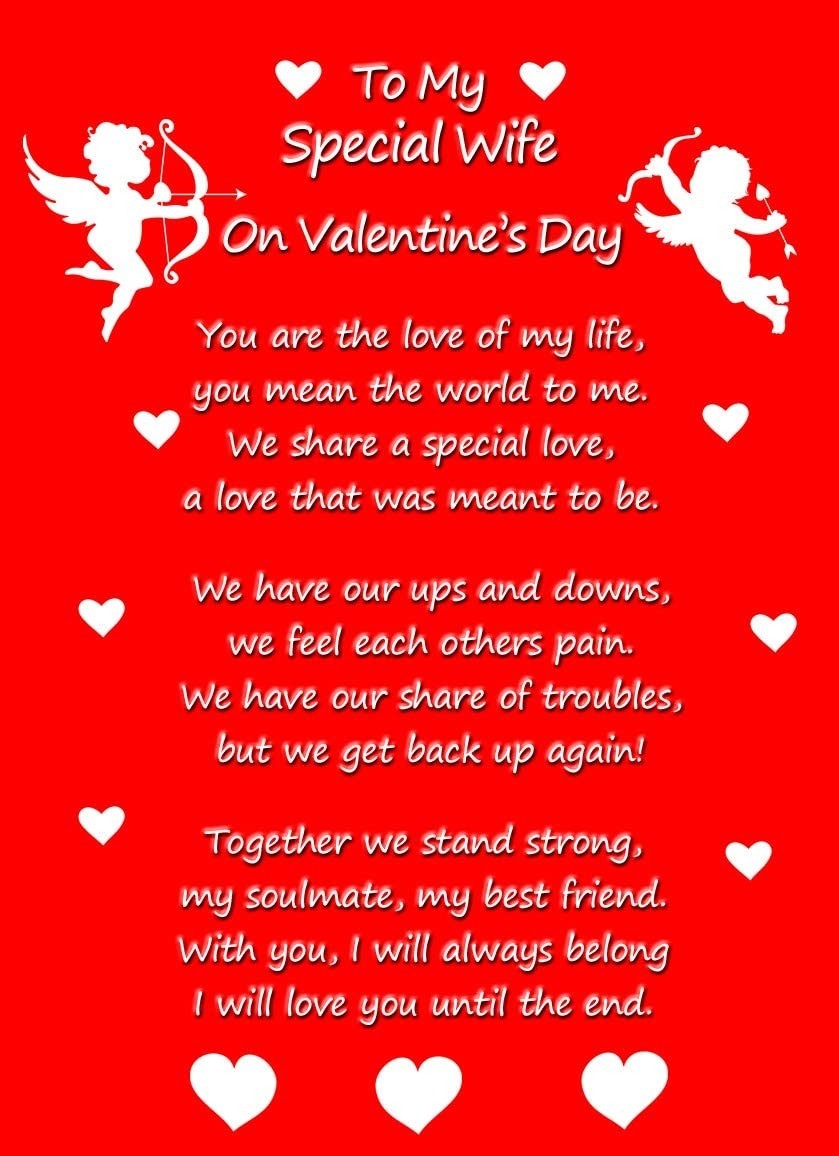 Valentines Day 'Special Wife' Verse Poem Greeting Card
