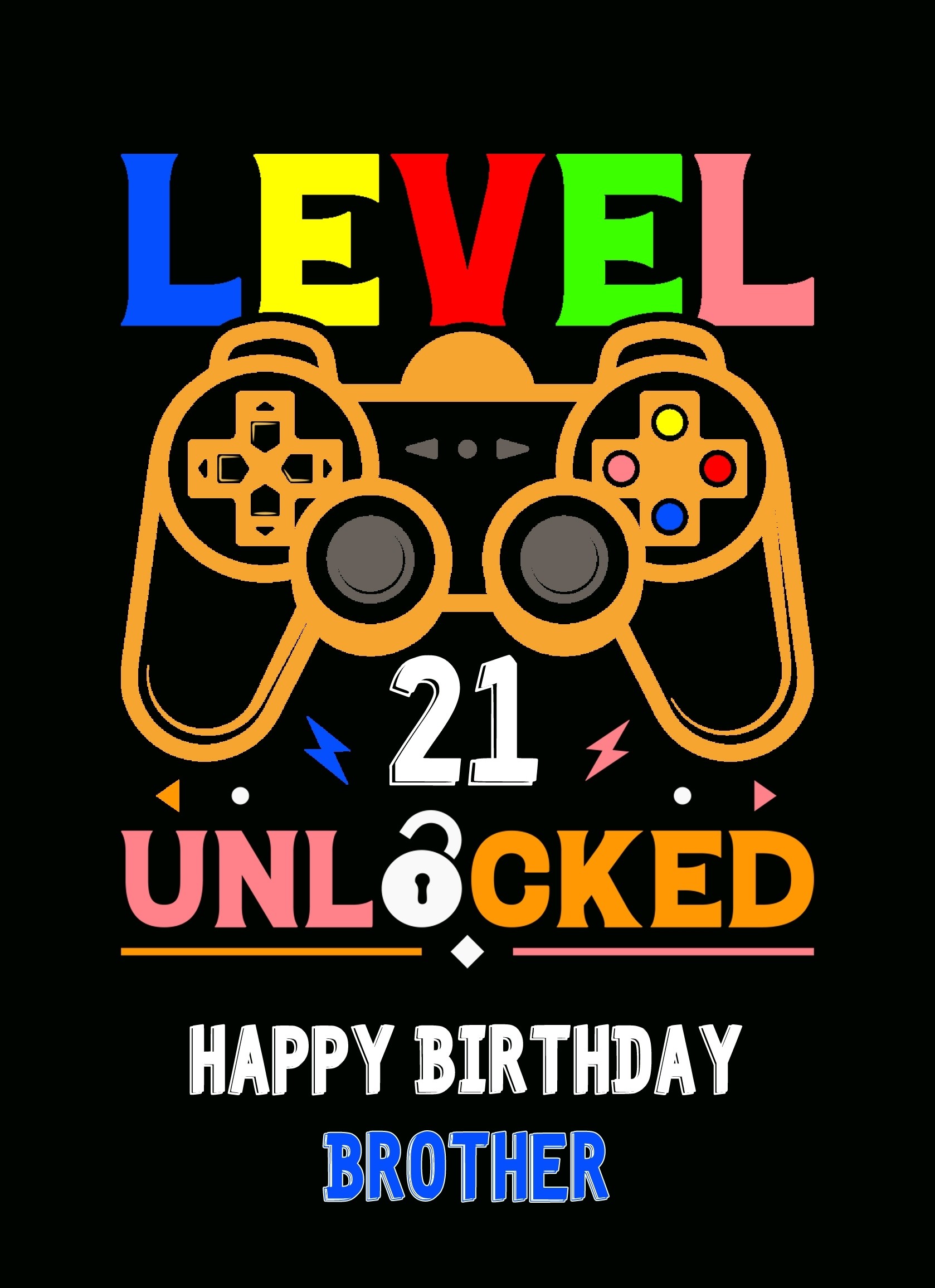 Brother 21st Birthday Card (Gamer, Design 4)
