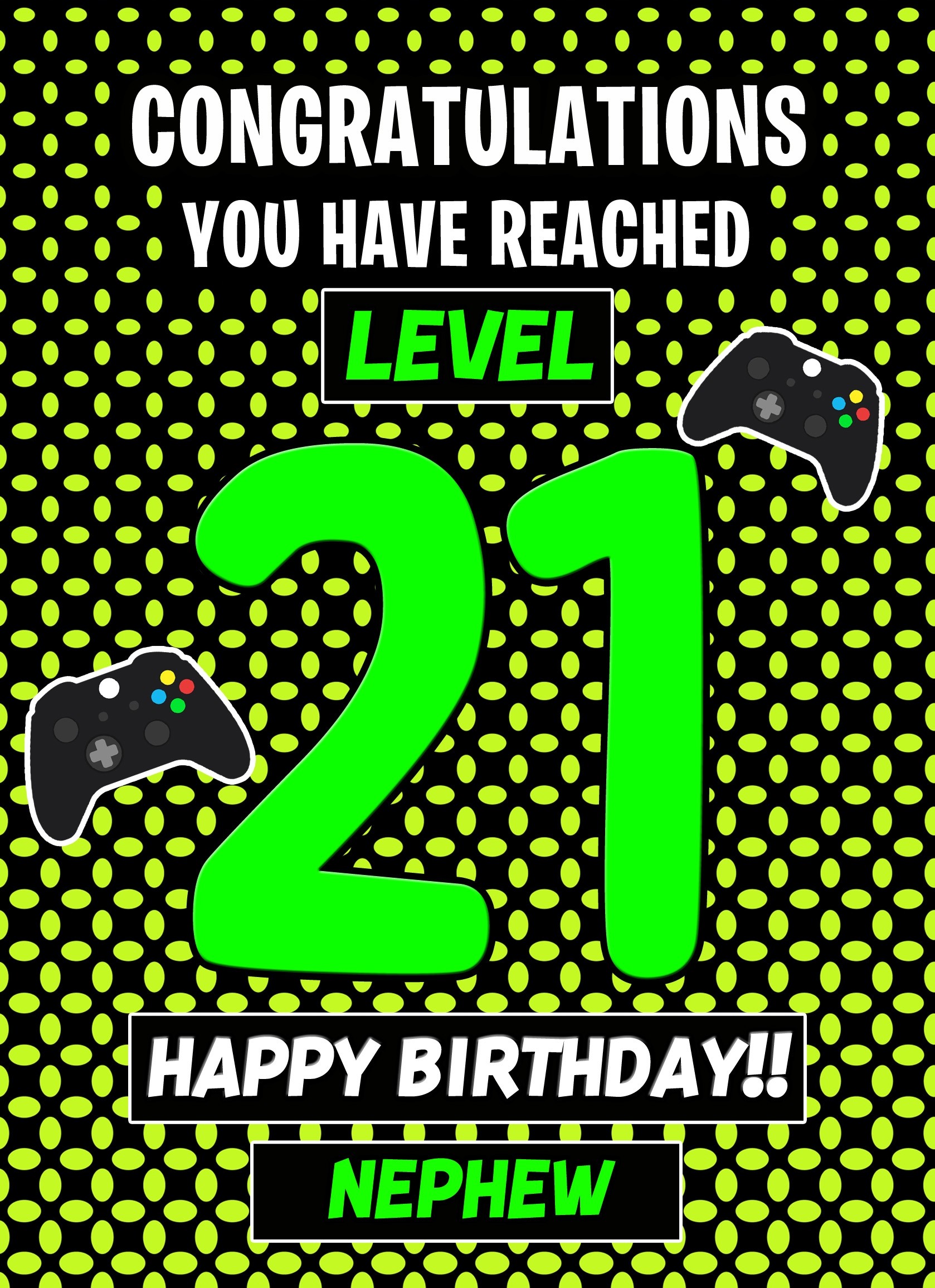 Nephew 21st Birthday Card (Level Up Gamer)