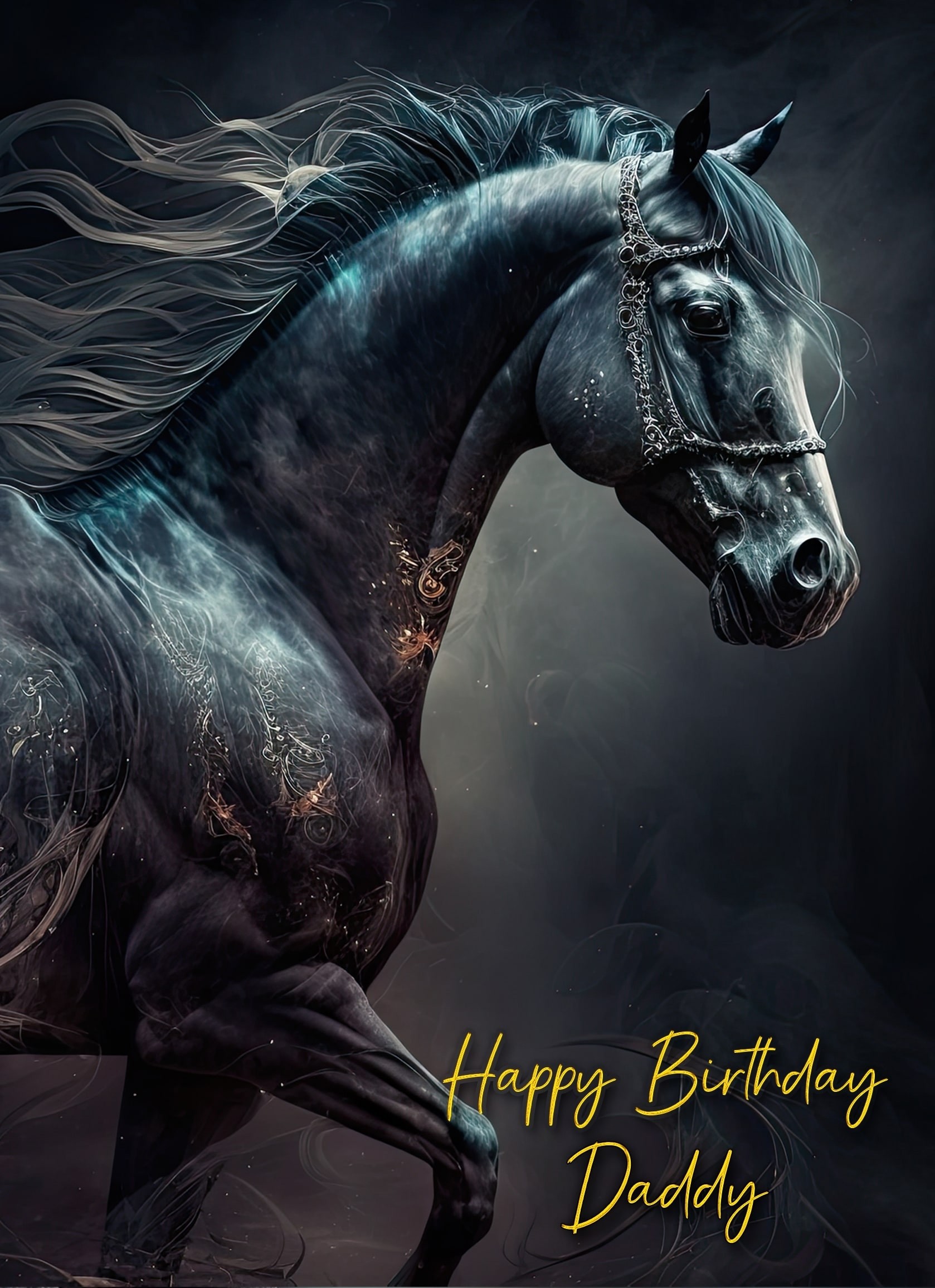 Gothic Horse Birthday Card for Daddy