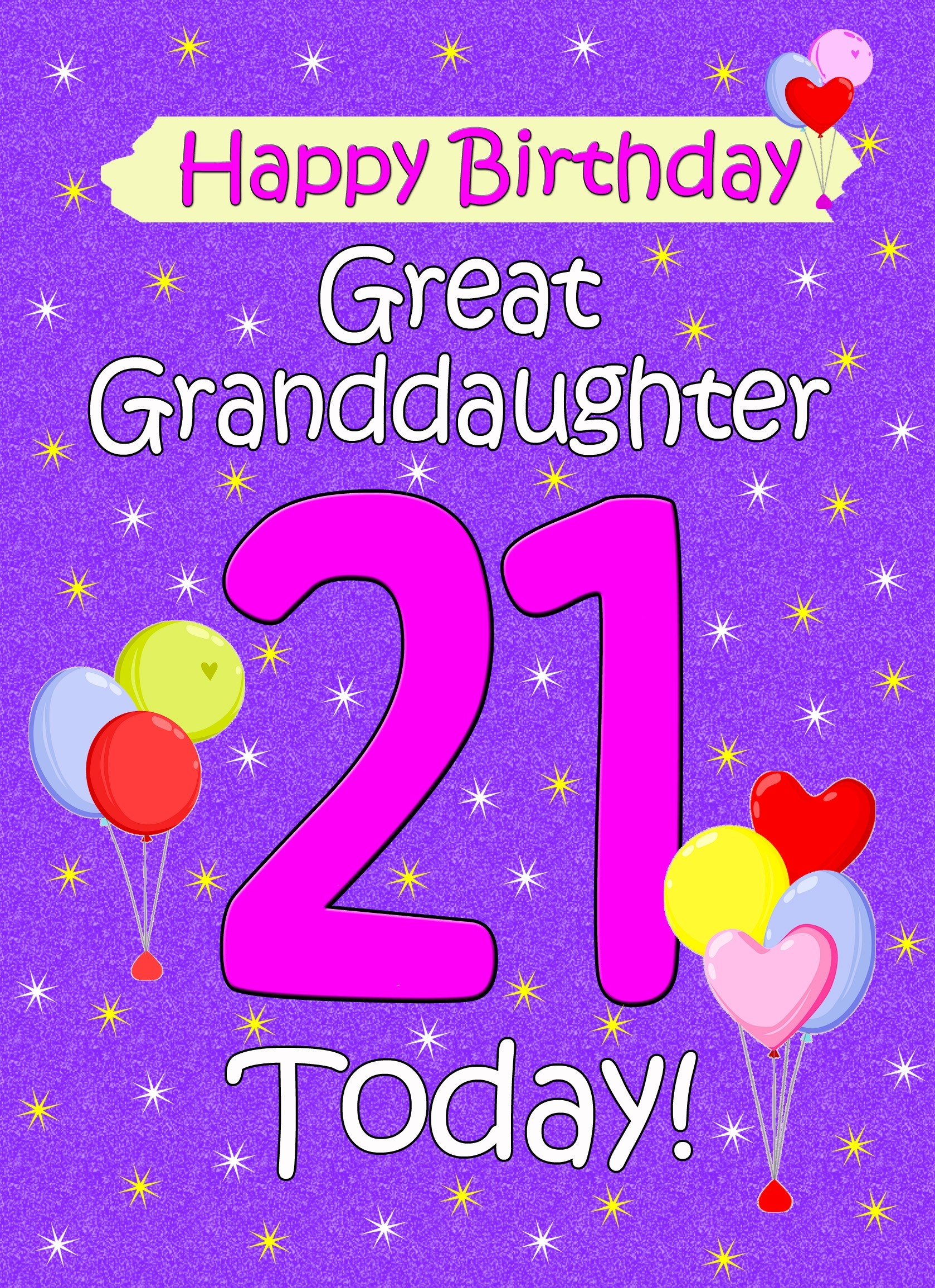 Great Granddaughter 21st Birthday Card (Lilac)