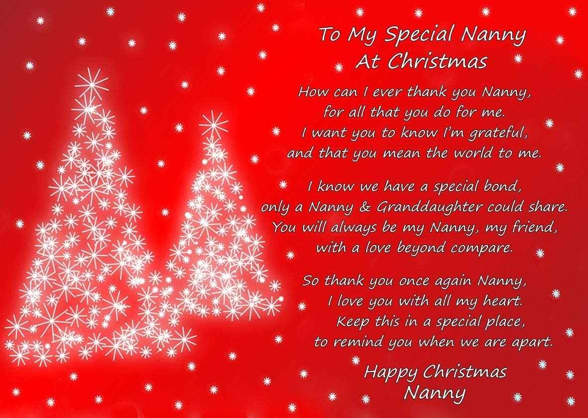 Christmas Poem Verse Greeting Card (Special Nanny, from Granddaughter)