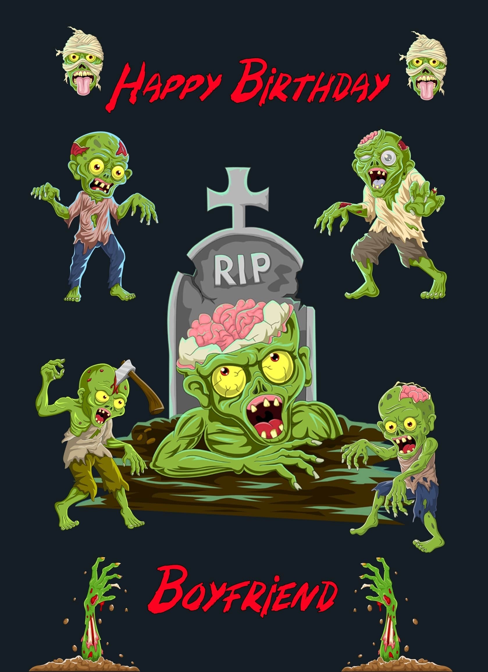 Zombie Birthday Card for Boyfriend