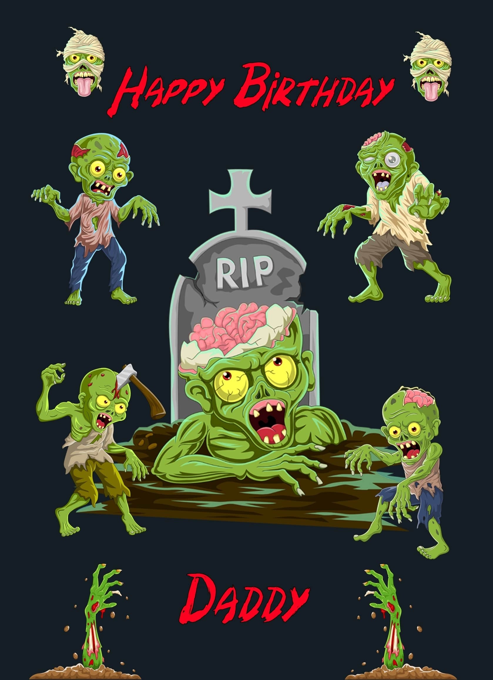 Zombie Birthday Card for Daddy