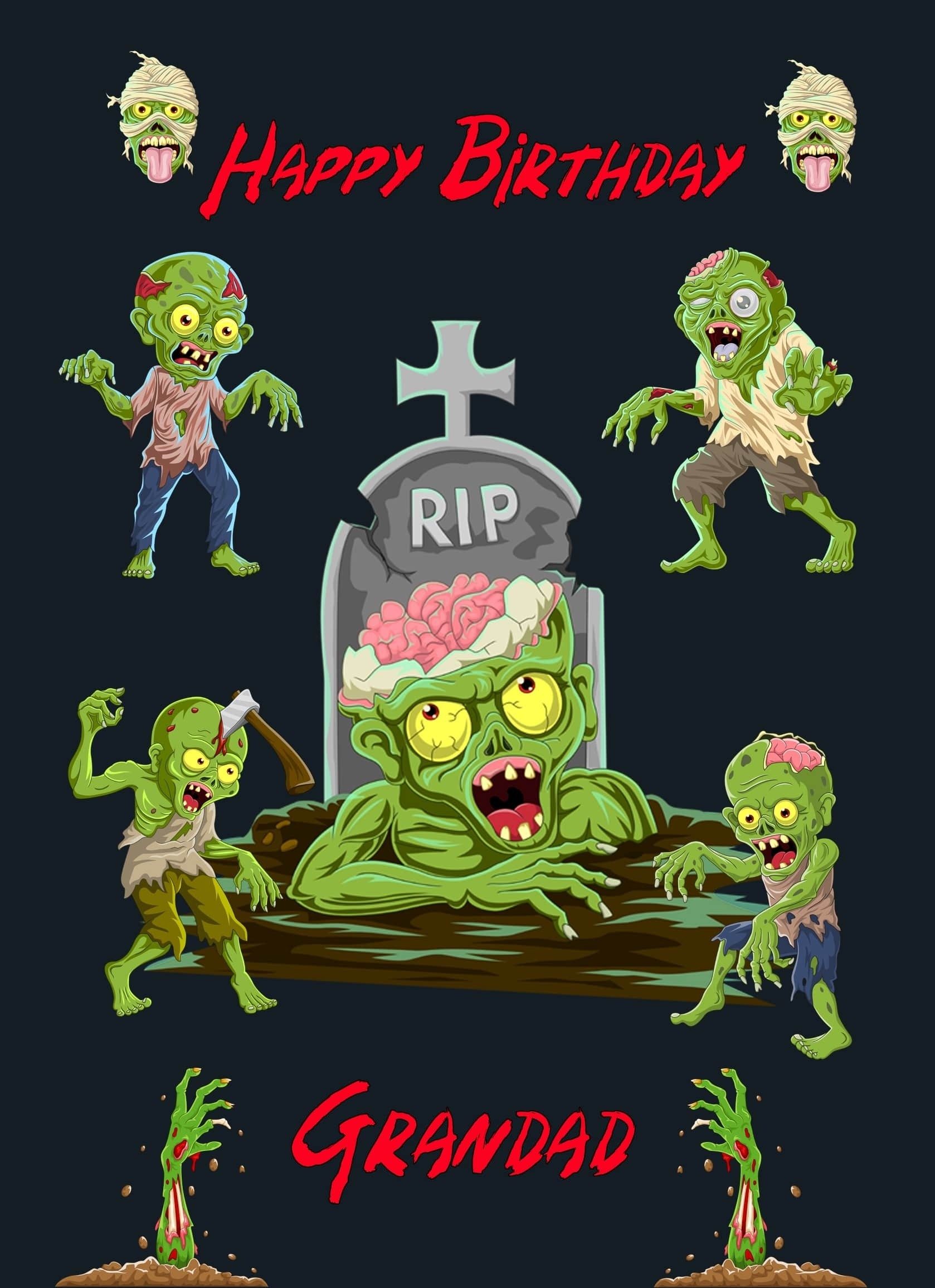 Zombie Birthday Card for Grandad