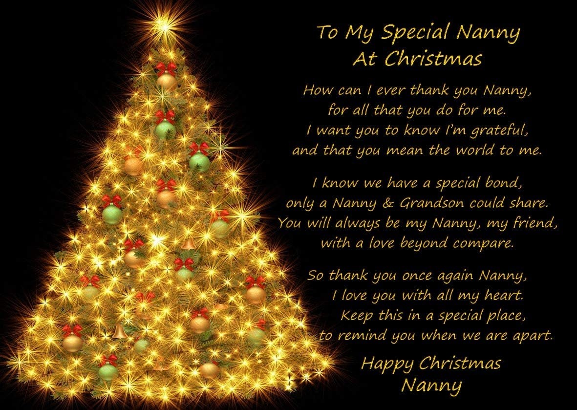 Christmas Poem Verse Greeting Card (Special Nanny, from Grandson)
