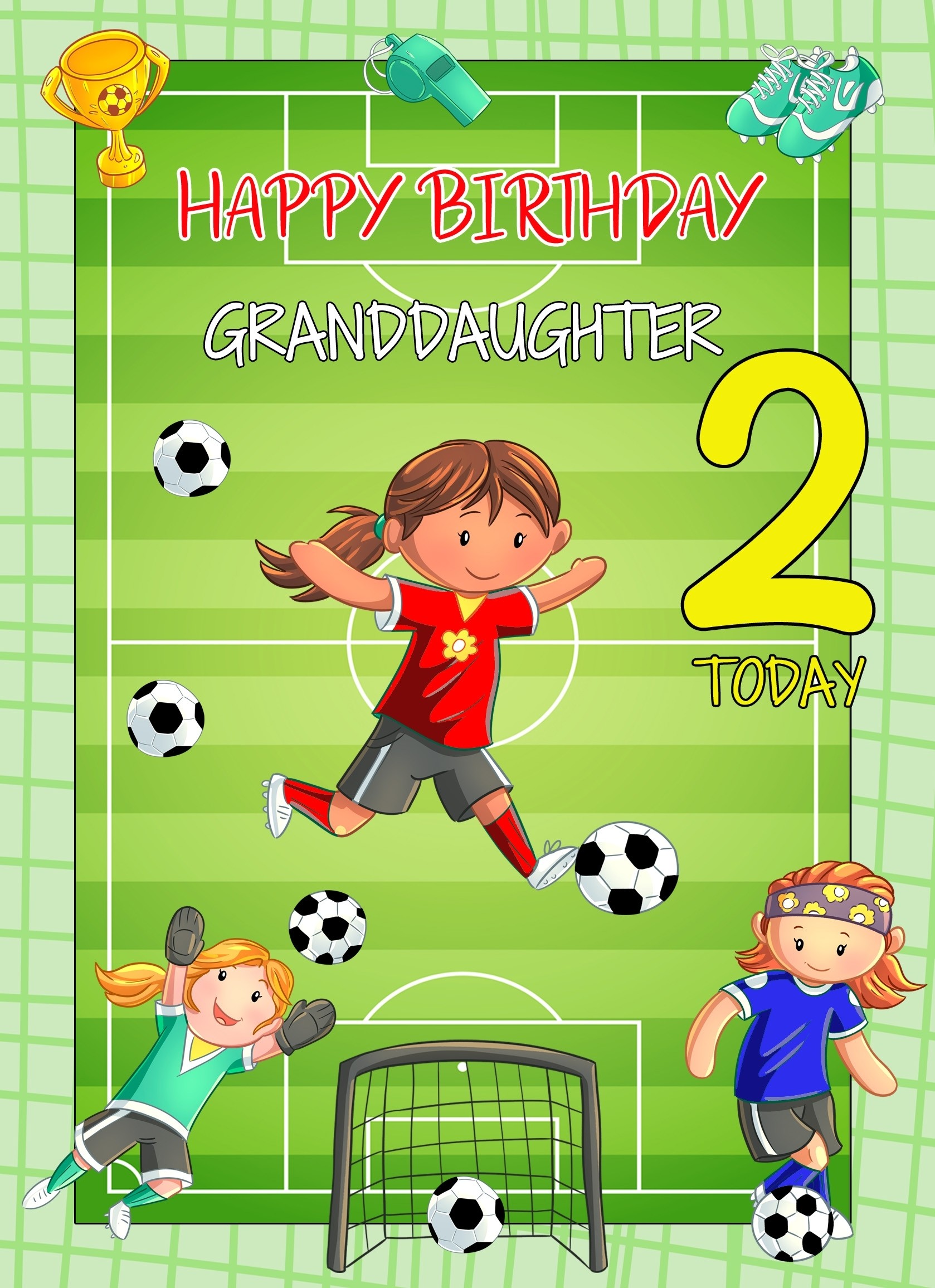 Kids 2nd Birthday Football Card for Granddaughter