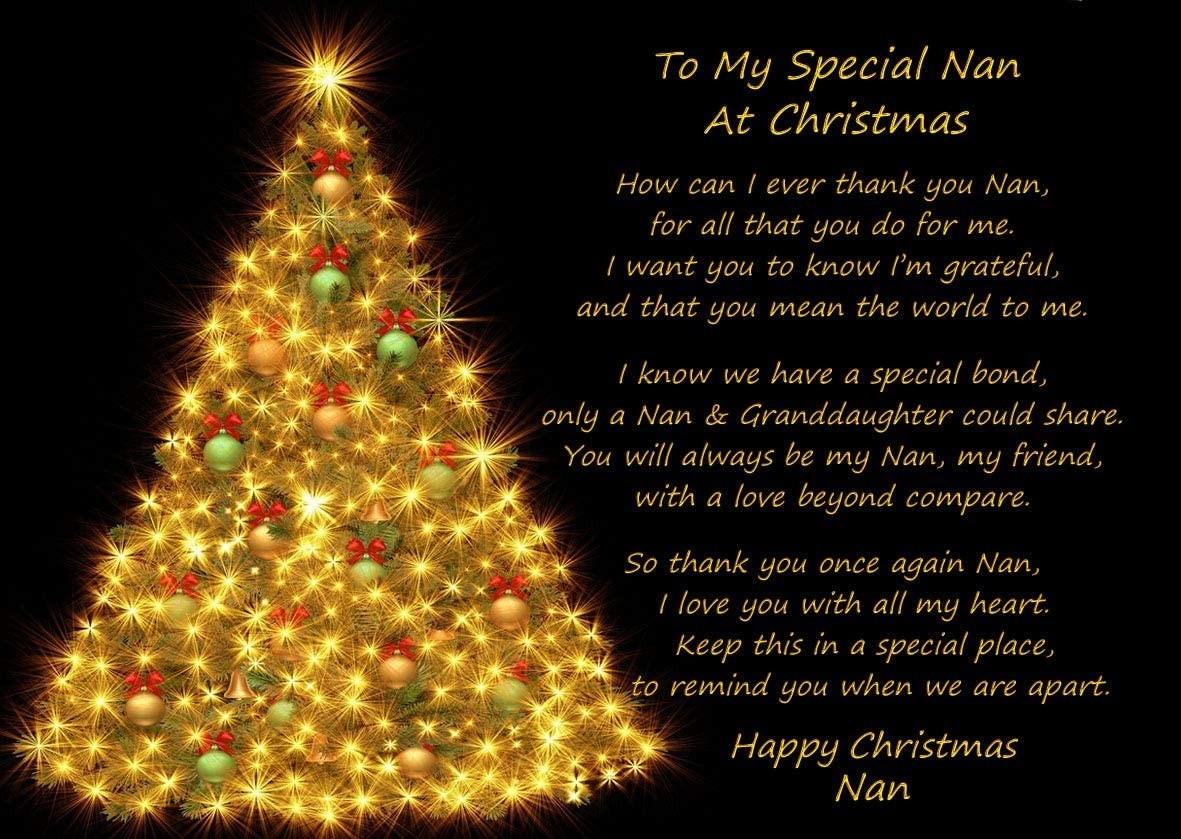 Christmas Poem Verse Greeting Card (Special Nan, from Granddaughter)