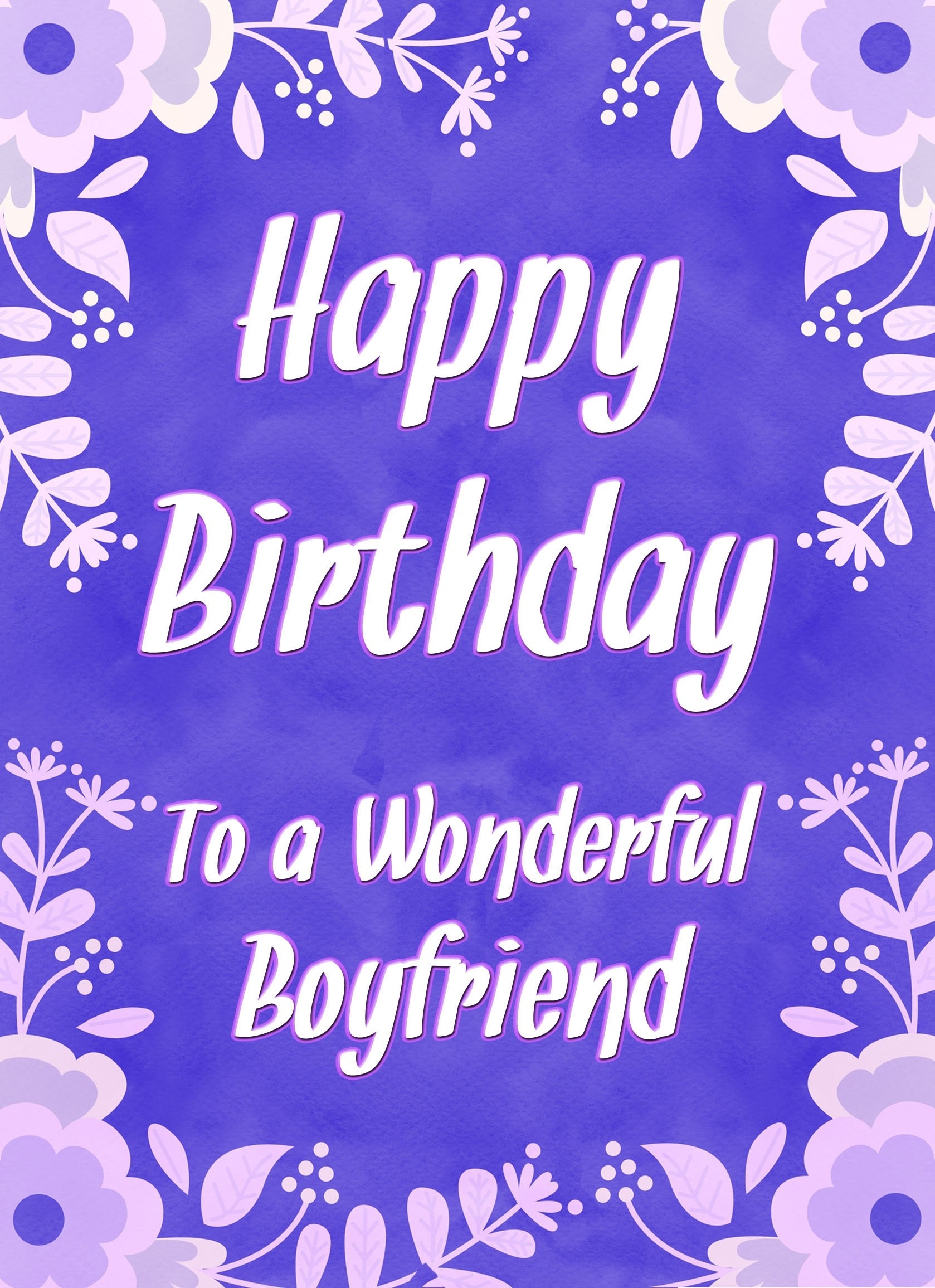 Birthday Card For Wonderful Boyfriend (Purple Border)