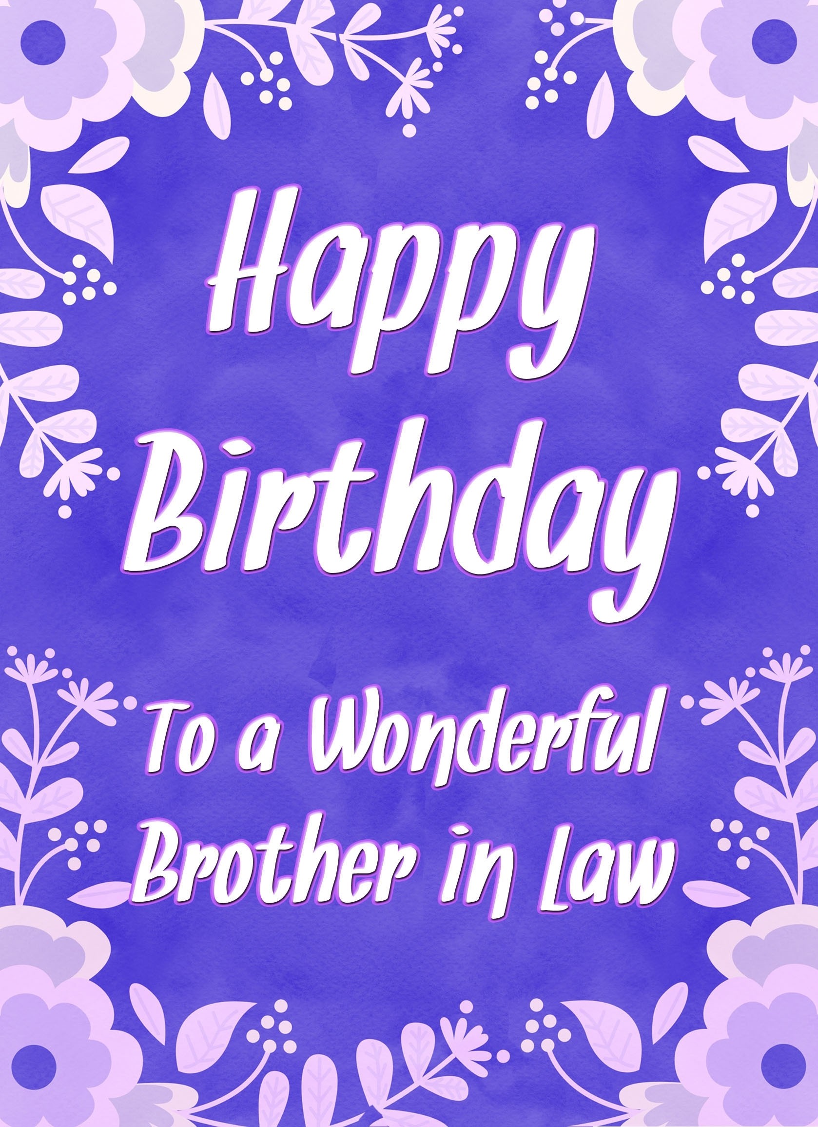 Birthday Card For Wonderful Brother in Law (Purple Border)