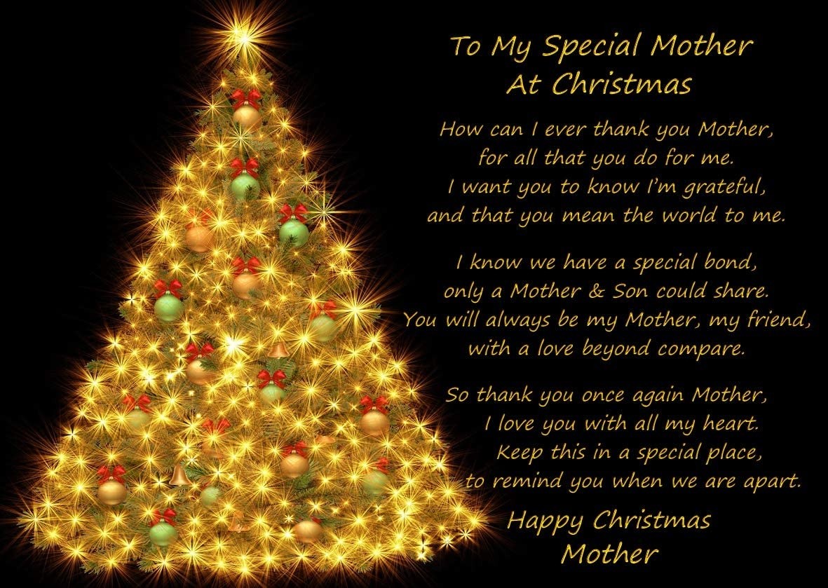 Christmas Verse Poem Greeting Card (Special Mother, from Son, Black)