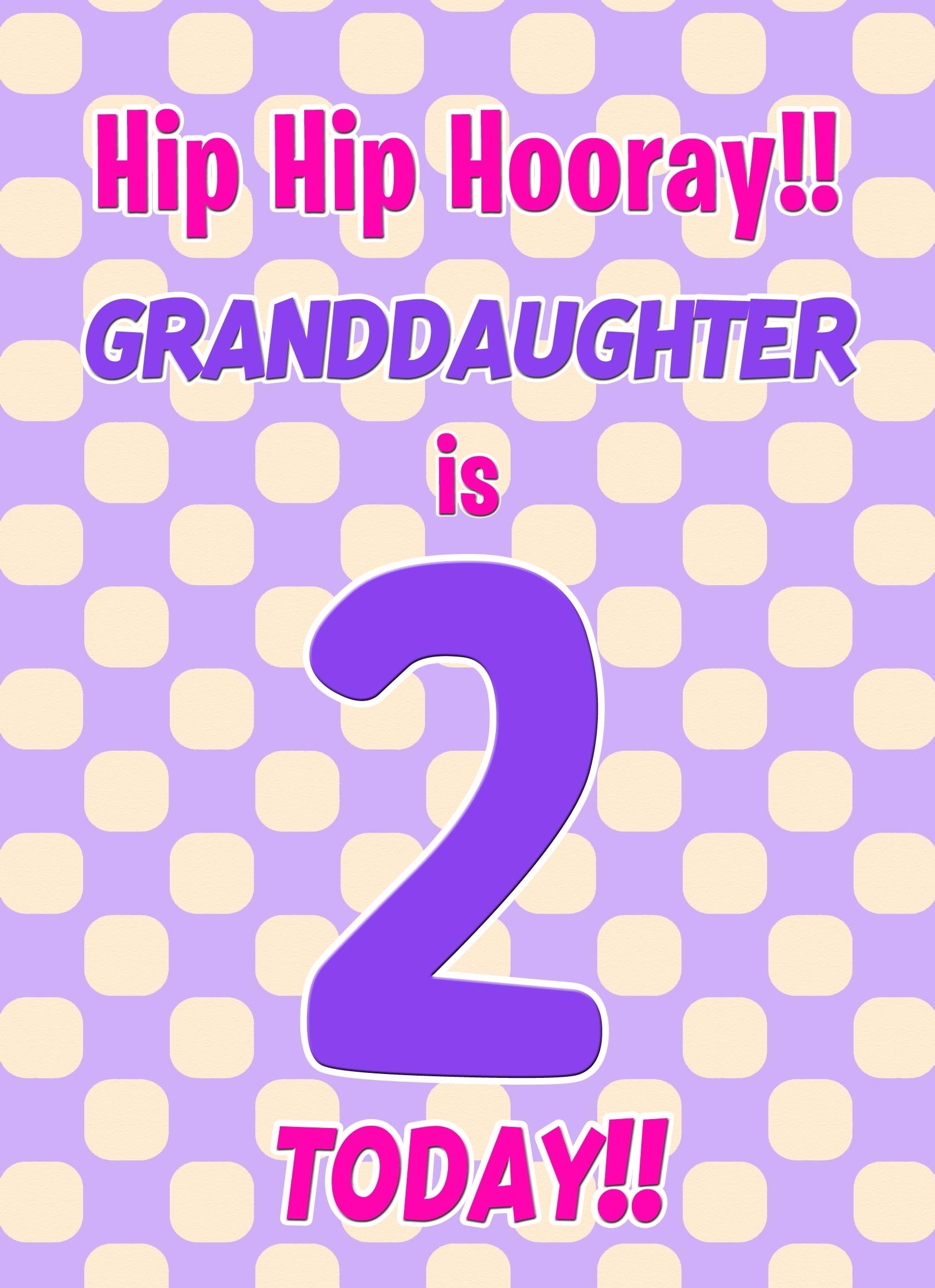 Granddaughter 2nd Birthday Card (Purple Spots)