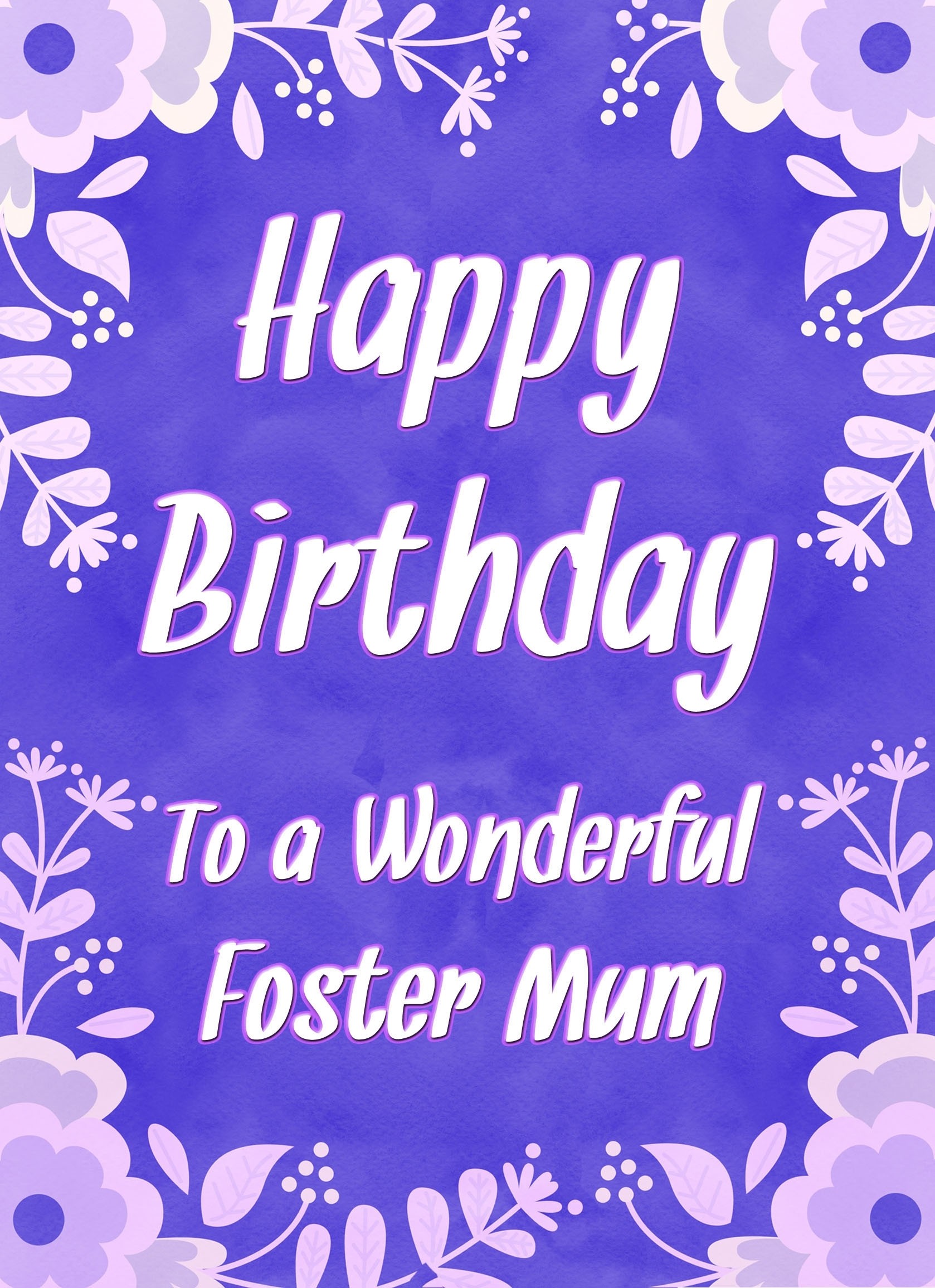 Birthday Card For Wonderful Foster Mum (Purple Border)