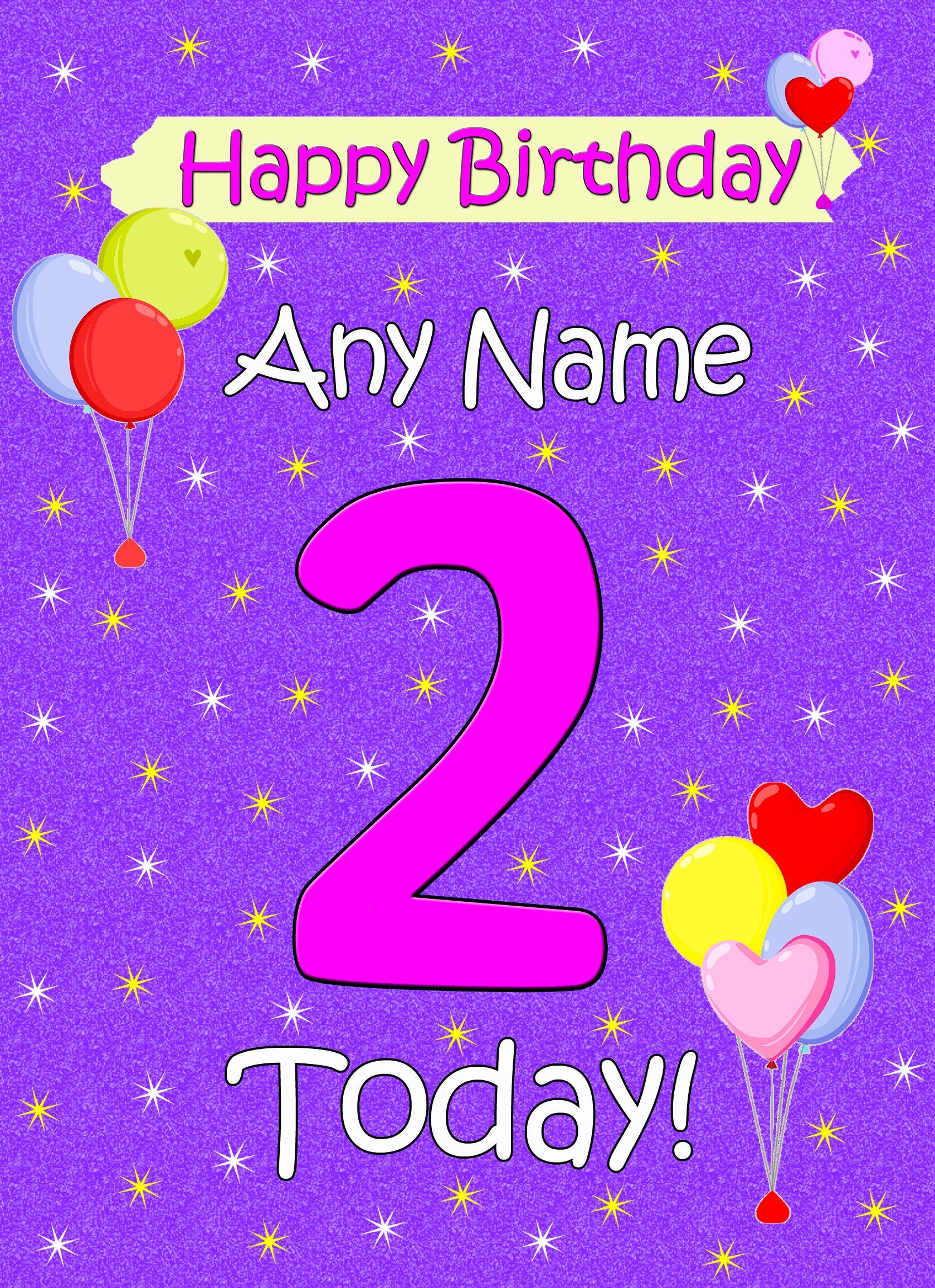 Personalised 2nd Birthday Card (Lilac)