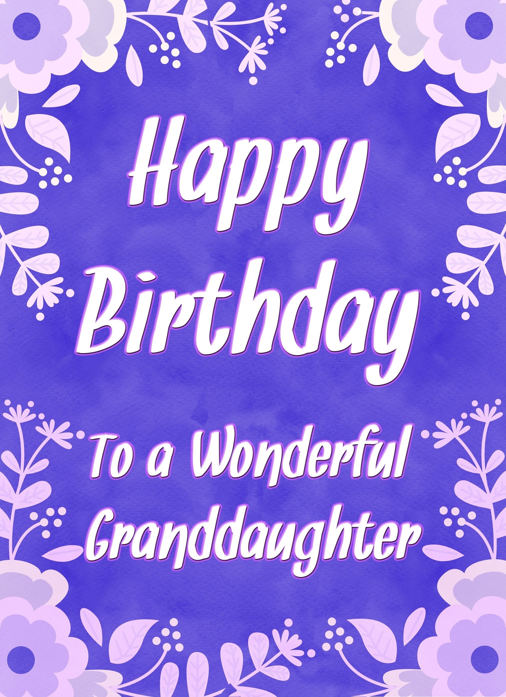 Birthday Card For Wonderful Granddaughter (Purple Border)