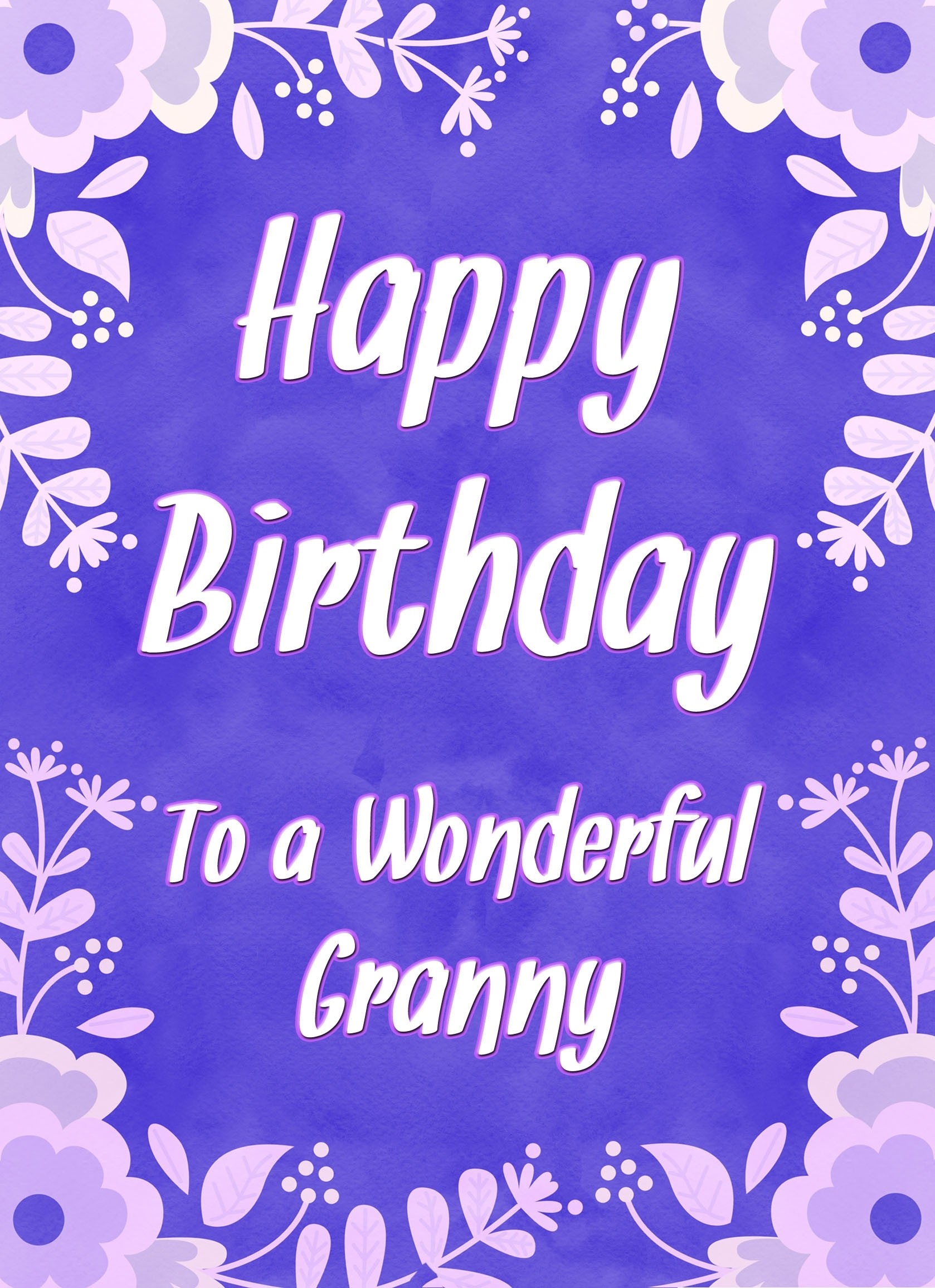 Birthday Card For Wonderful Granny (Purple Border)