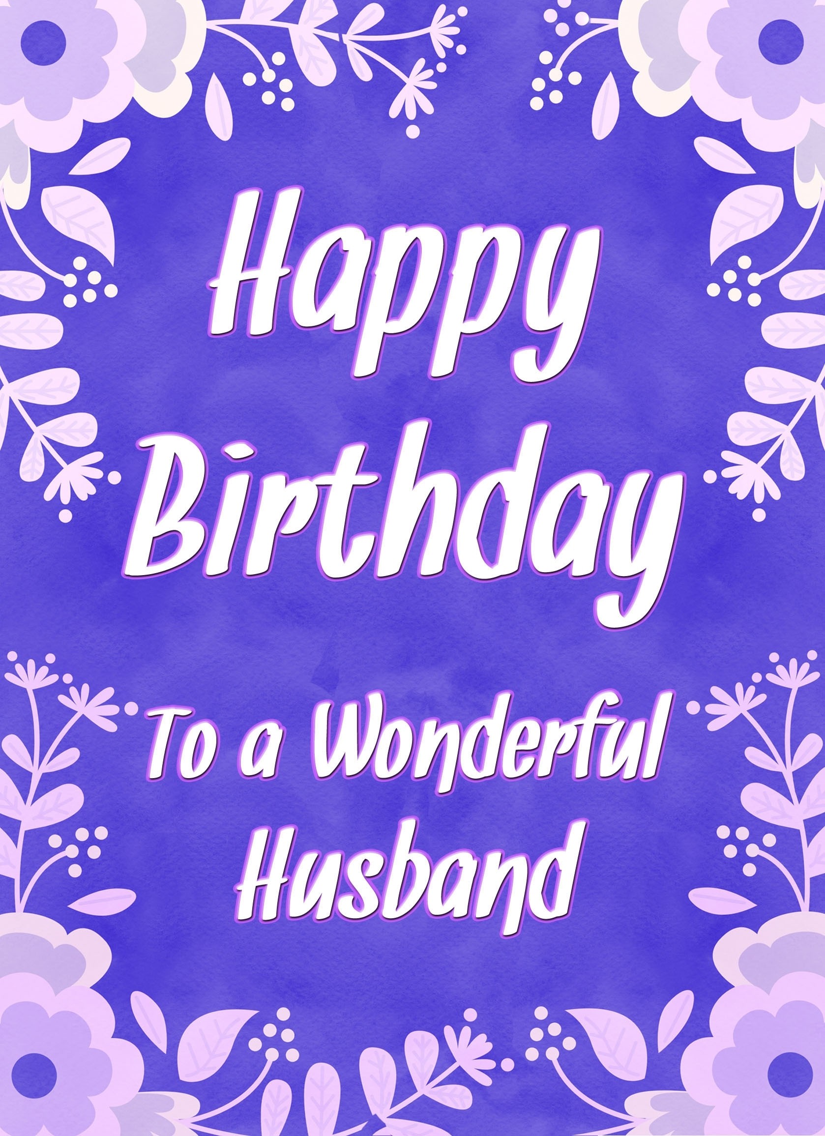 Birthday Card For Wonderful Husband (Purple Border)