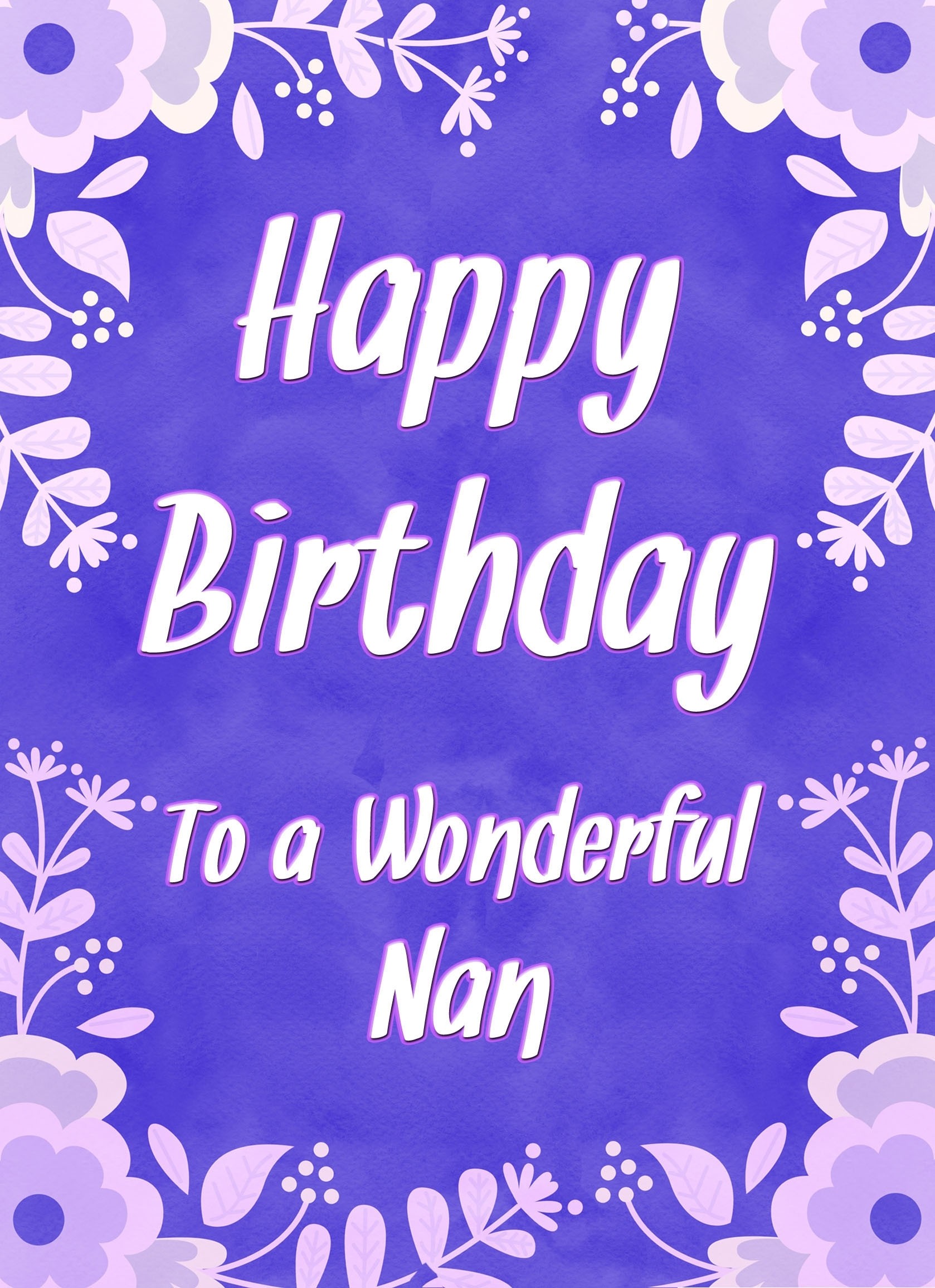 Birthday Card For Wonderful Nan (Purple Border)