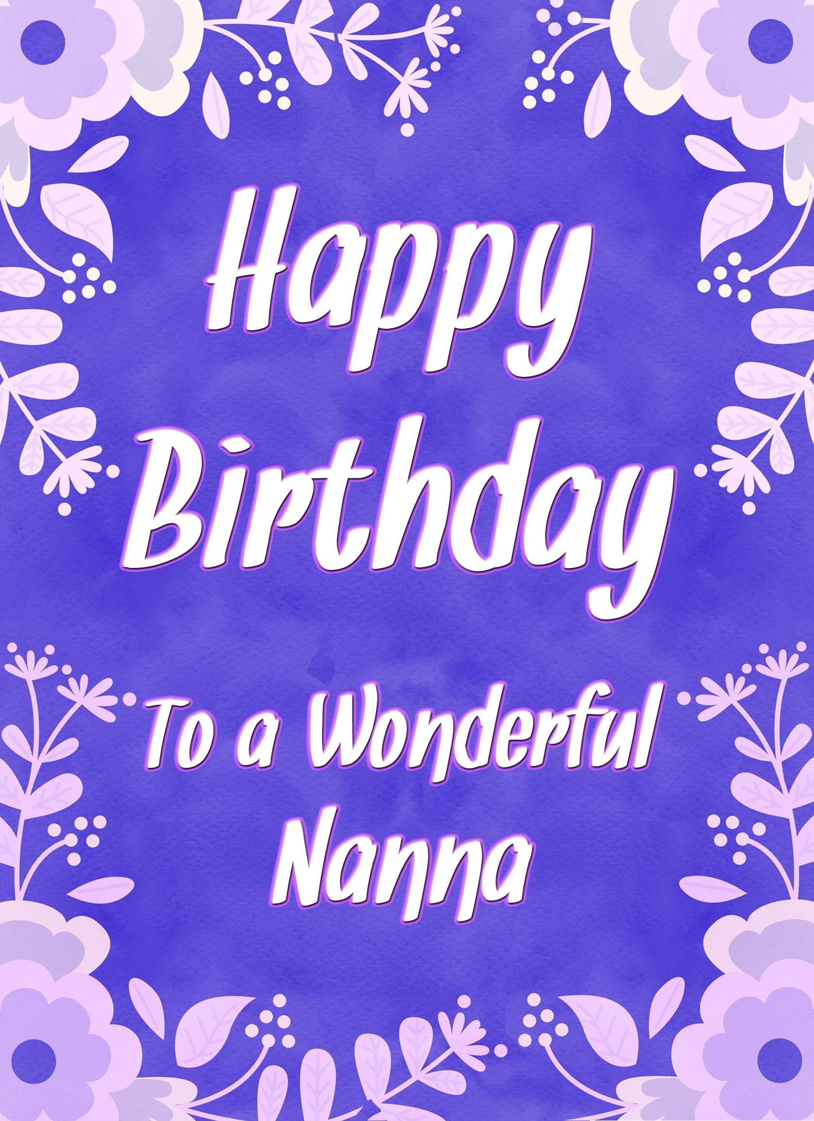 Birthday Card For Wonderful Nanna (Purple Border)