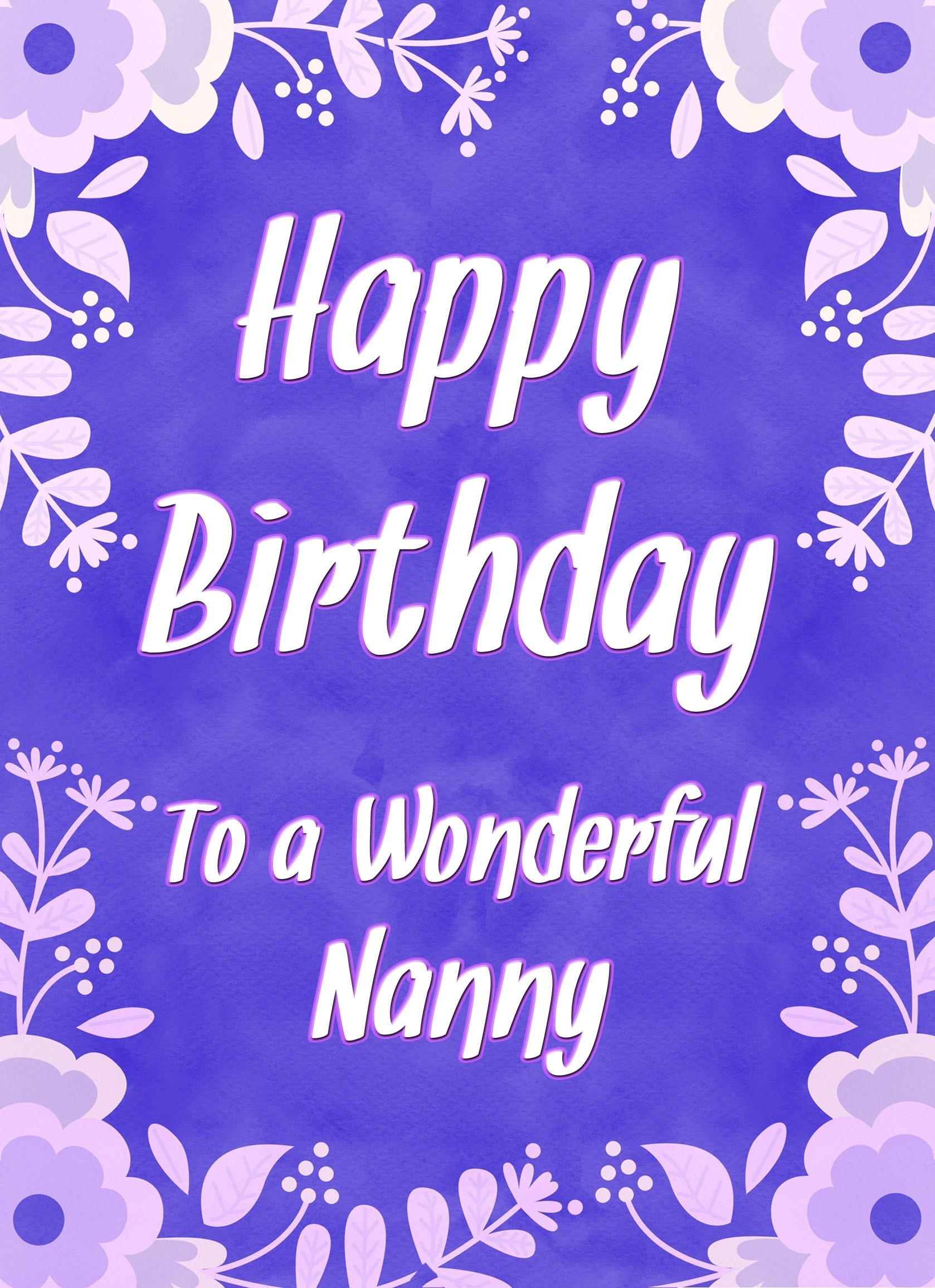 Birthday Card For Wonderful Nanny (Purple Border)