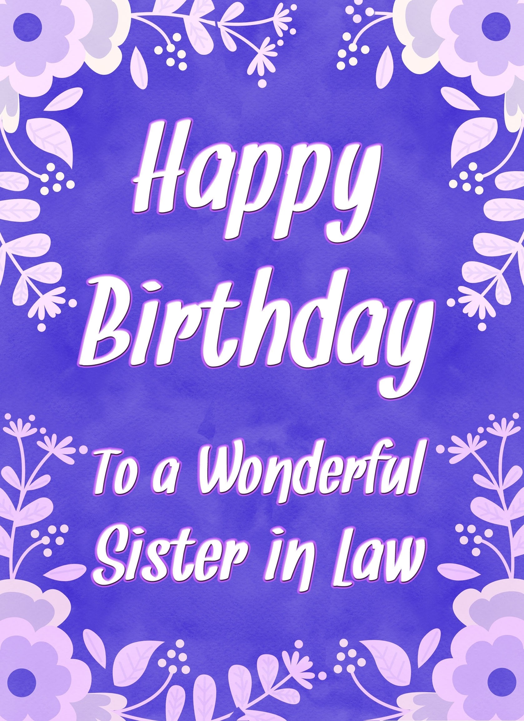 Birthday Card For Wonderful Sister in Law (Purple Border)