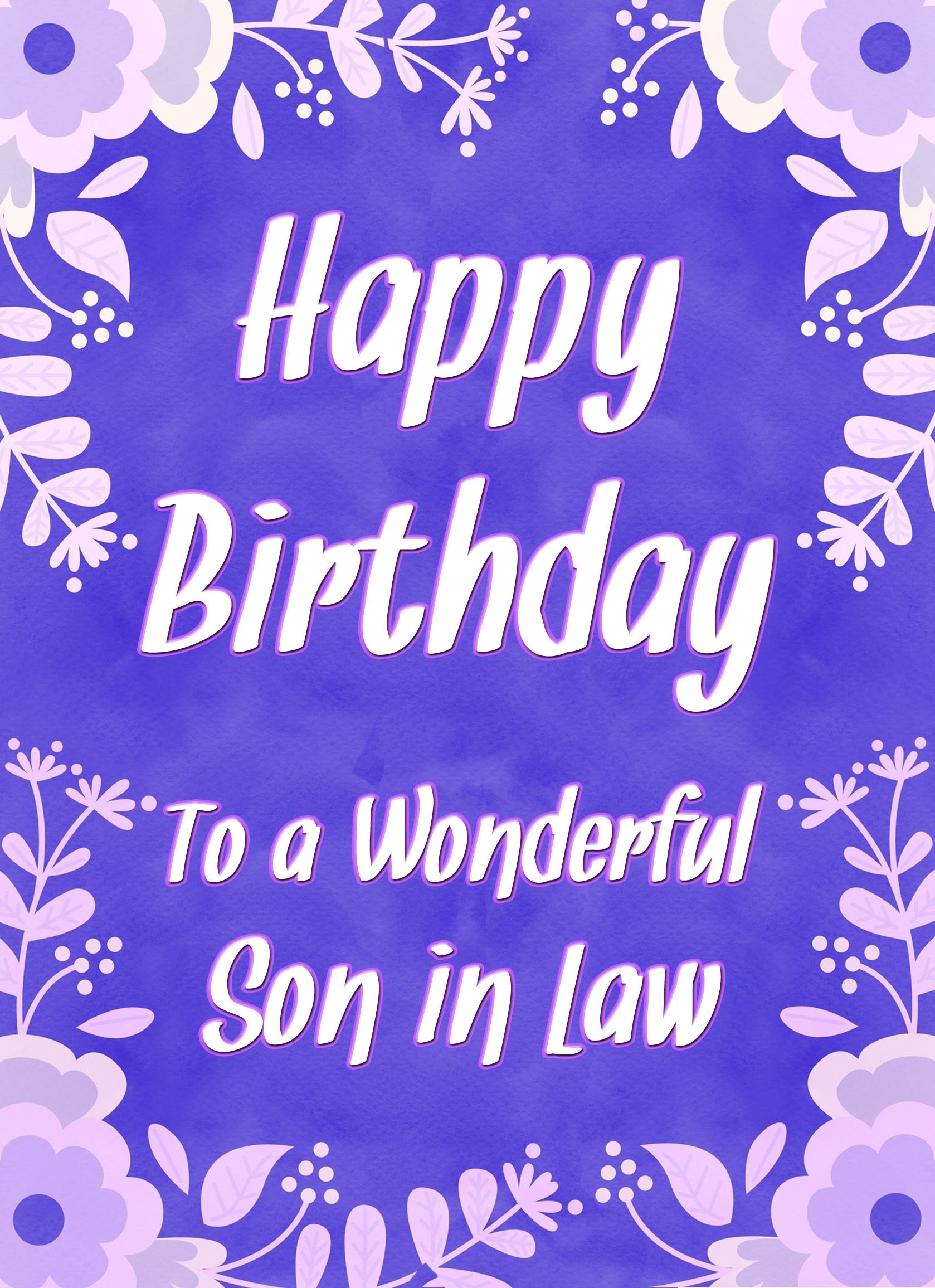 Birthday Card For Wonderful Son in Law (Purple Border)