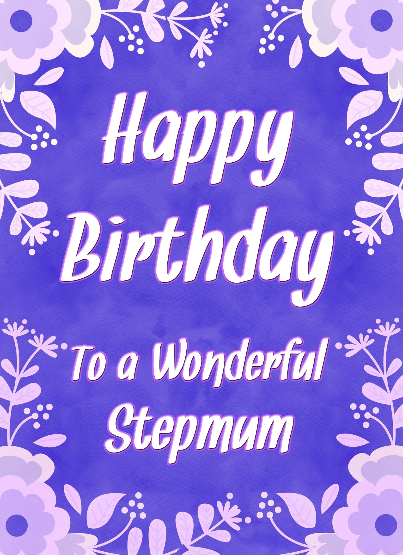 Birthday Card For Wonderful Stepmum (Purple Border)