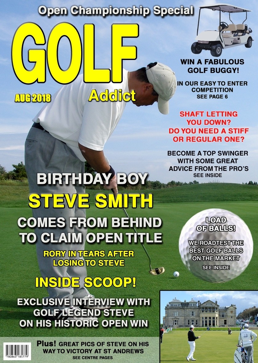 Personalised Mens Golf Addict Magazine Spoof Birthday Card