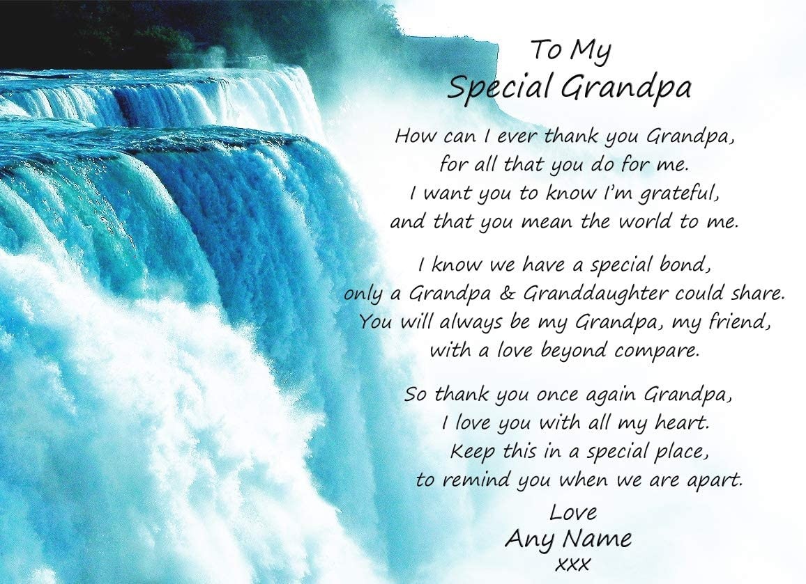 Personalised Poem Verse Greeting Card (Special Grandpa, from Granddaughter)