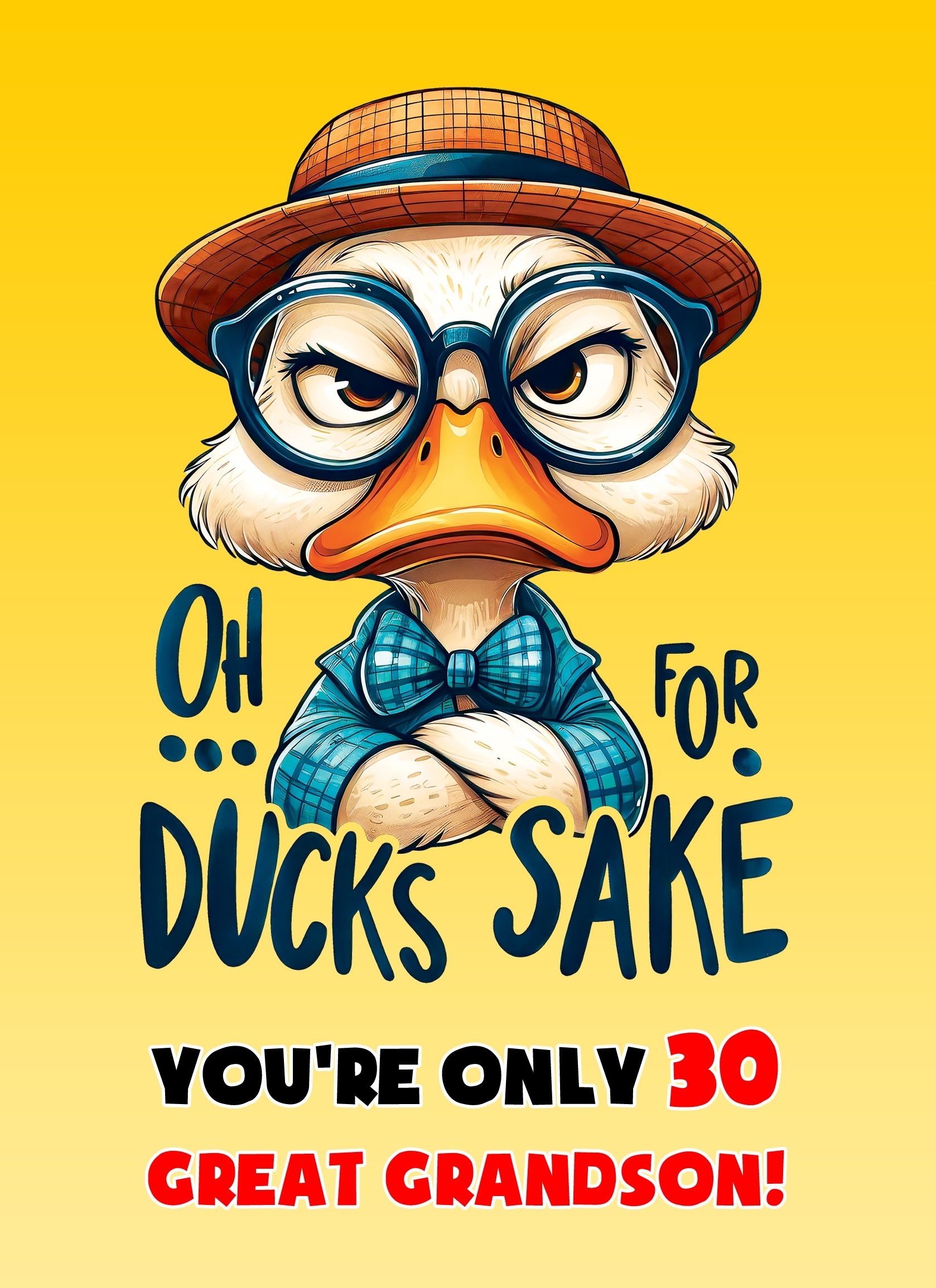 Great Grandson 30th Birthday Card (Funny Duck Humour)