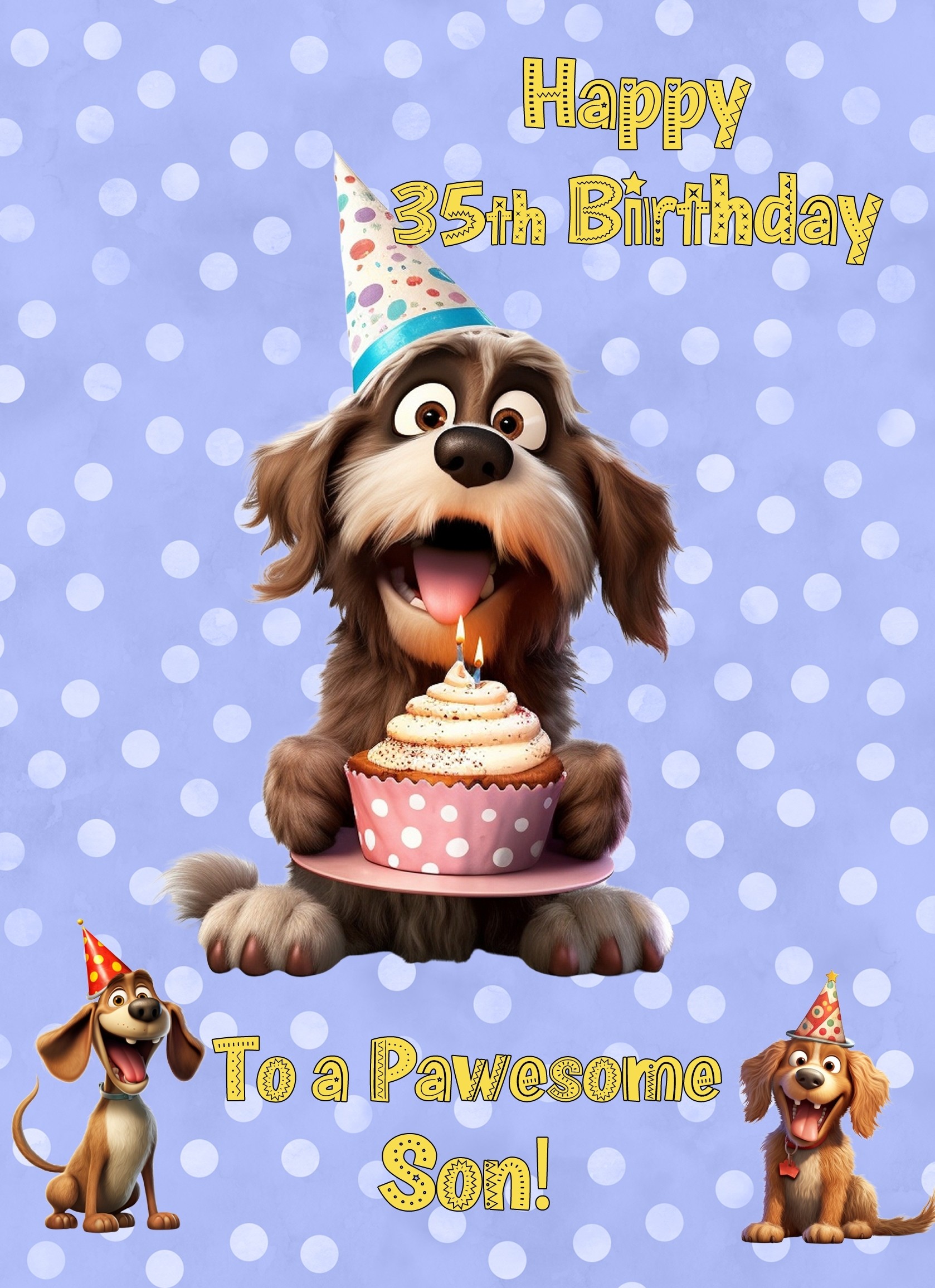 Son 35th Birthday Card (Funny Dog Humour)