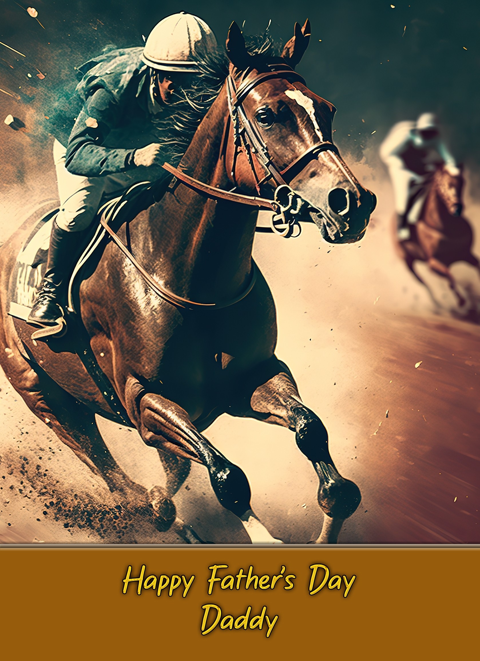 Horse Racing Fathers Day Card for Daddy