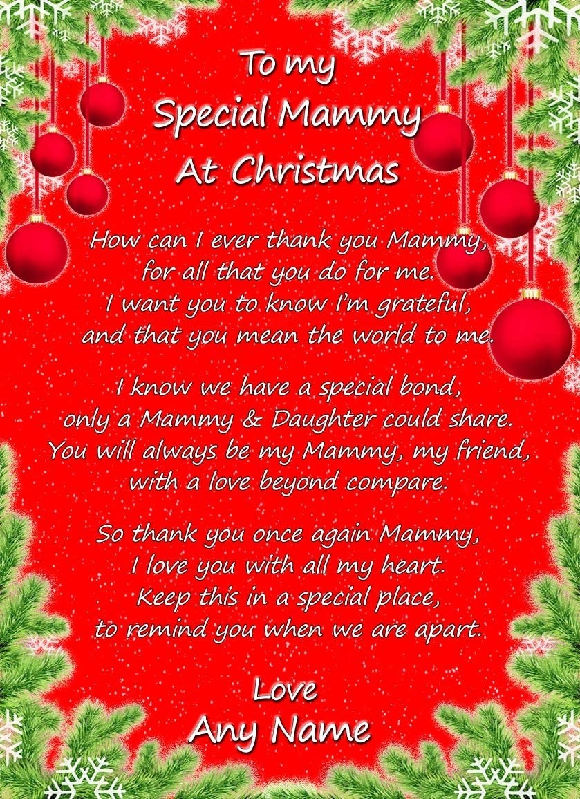 Personalised Christmas Verse Poem Greeting Card (Special Mammy, from Daughter)