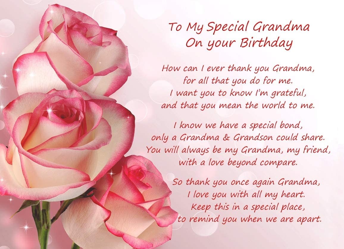 Birthday Poem Verse Greeting Card (Special Grandma, from Grandson)