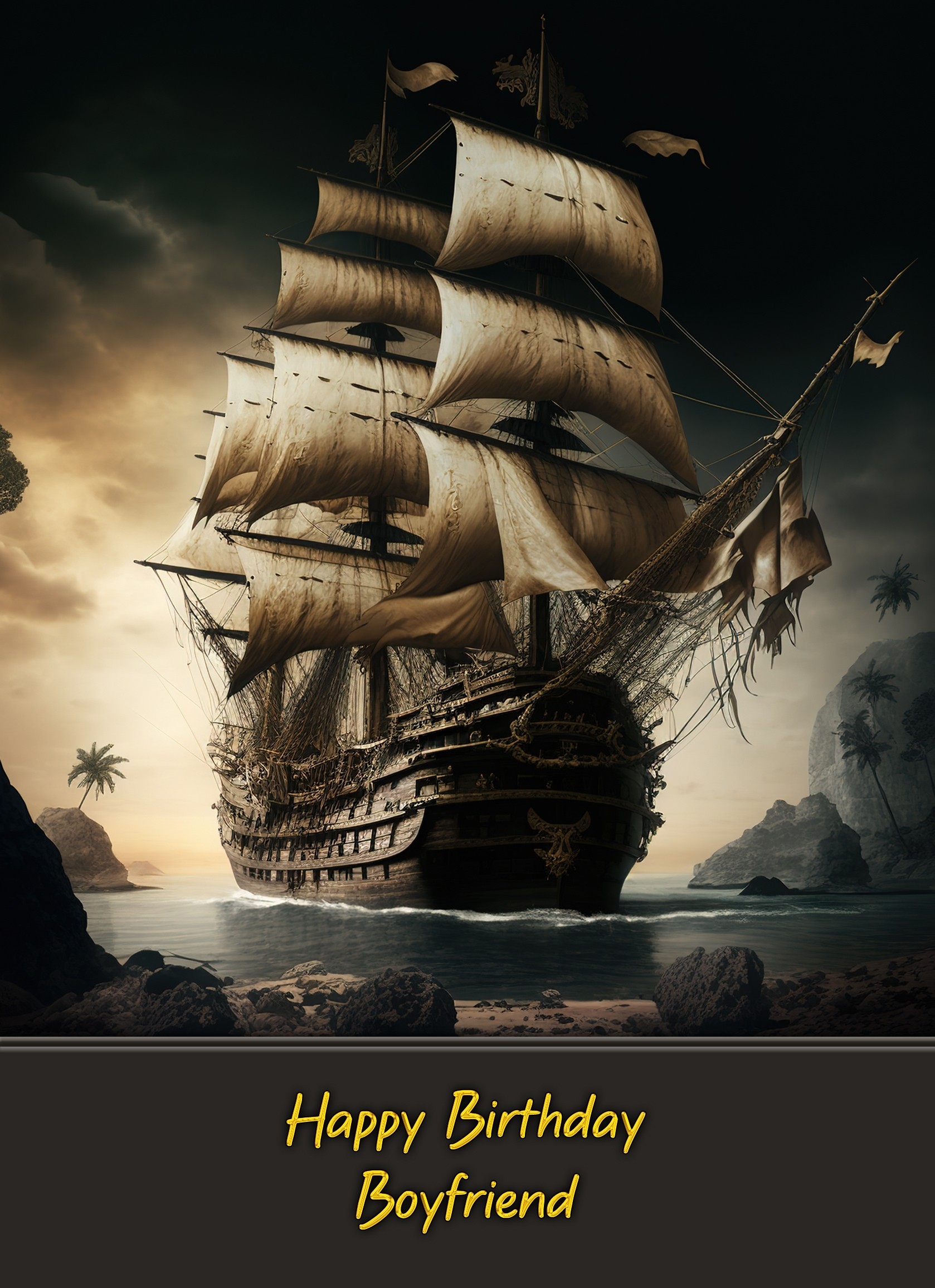Pirate Ship Birthday Card for Boyfriend