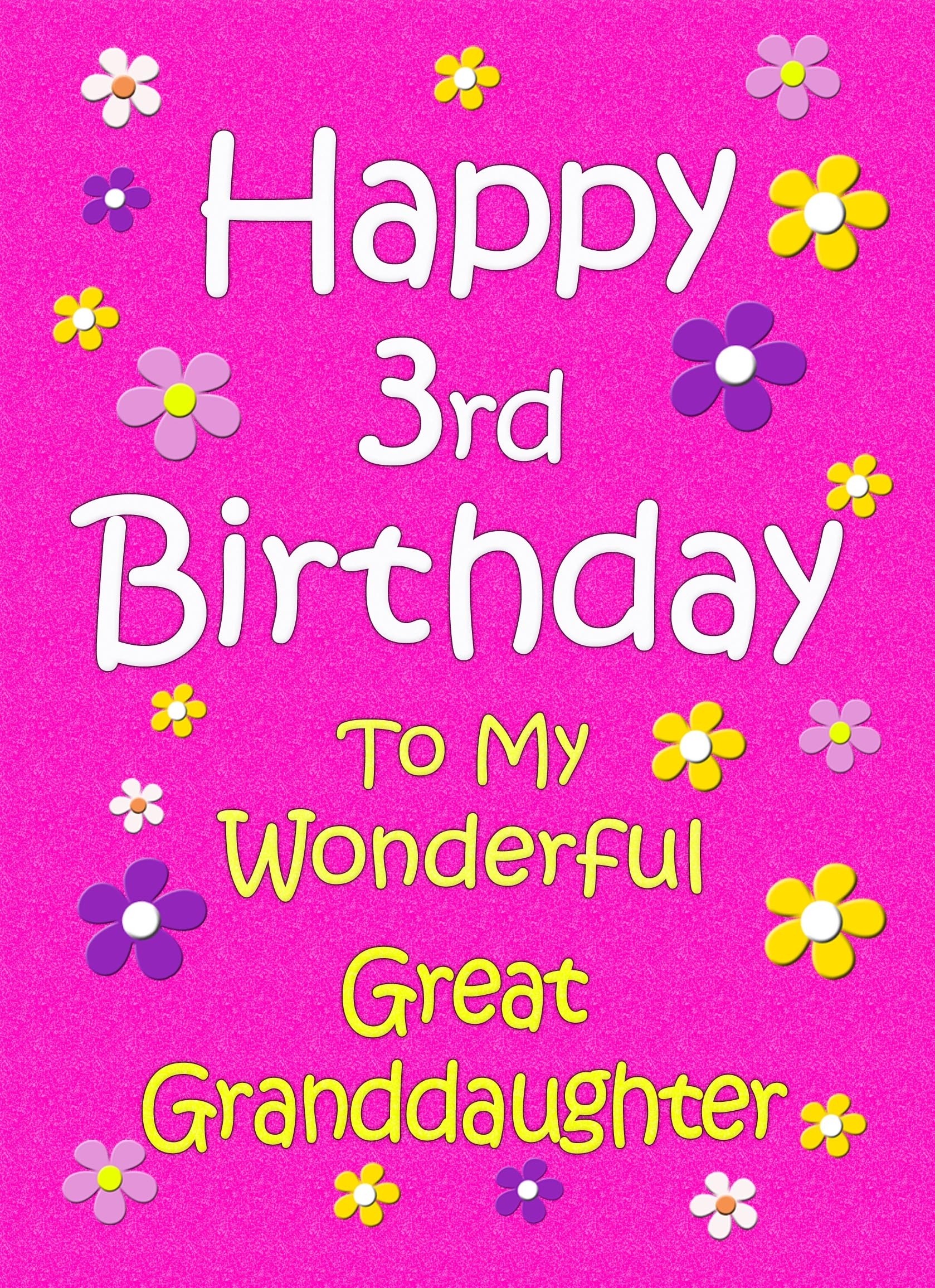 Great Granddaughter 3rd Birthday Card (Pink)