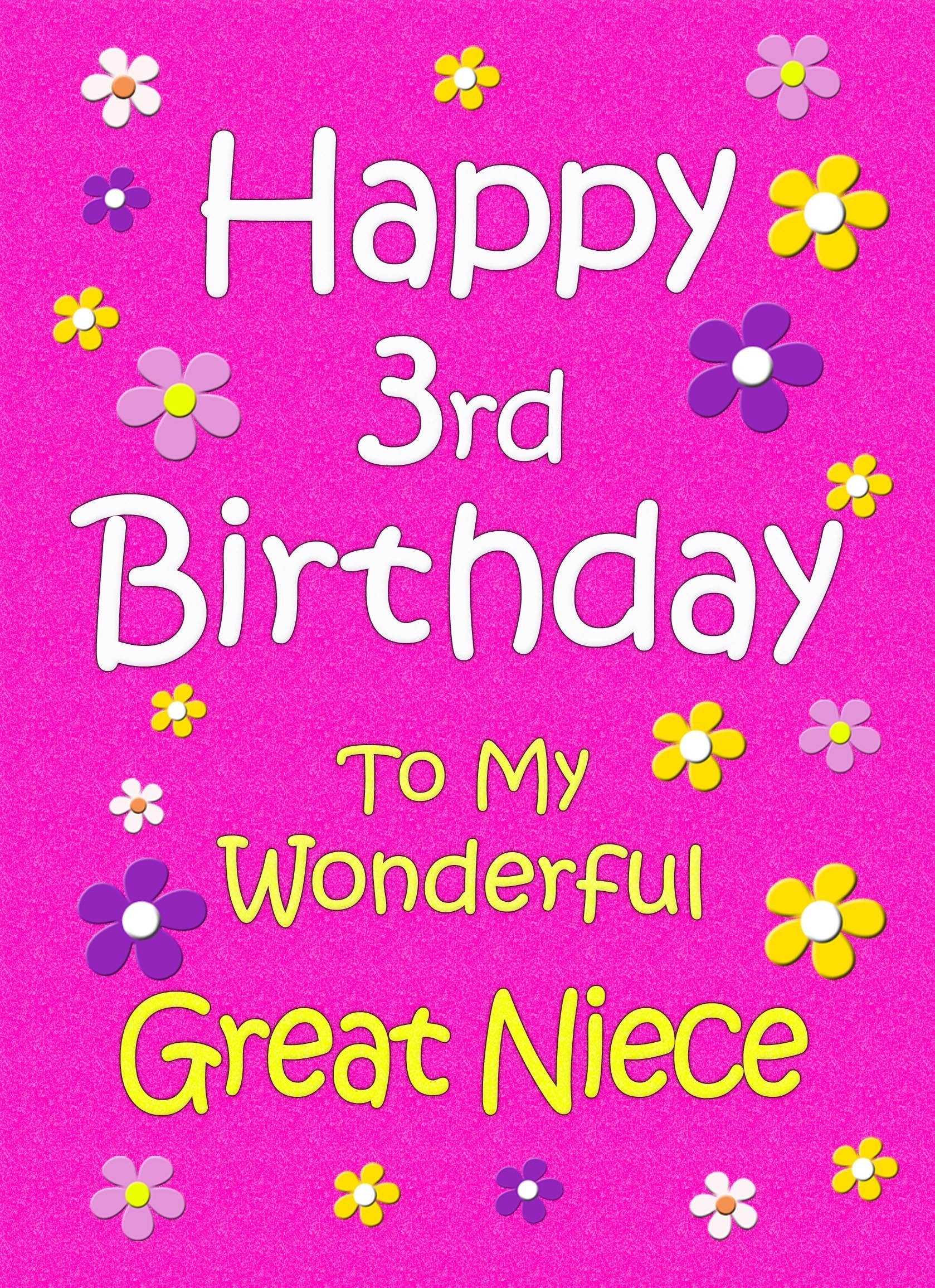 Great Niece 3rd Birthday Card (Pink)