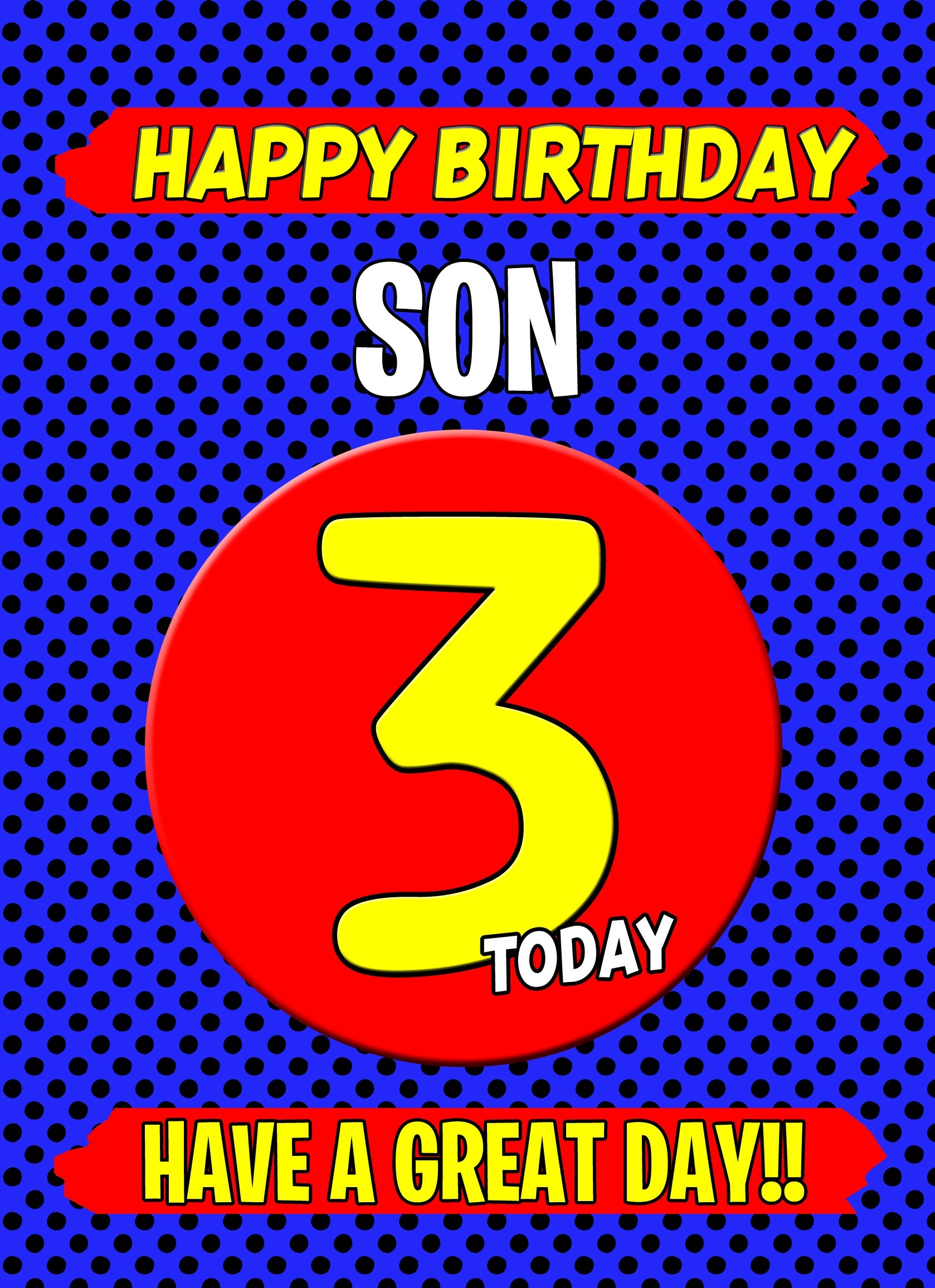 Son 3rd Birthday Card (Blue)