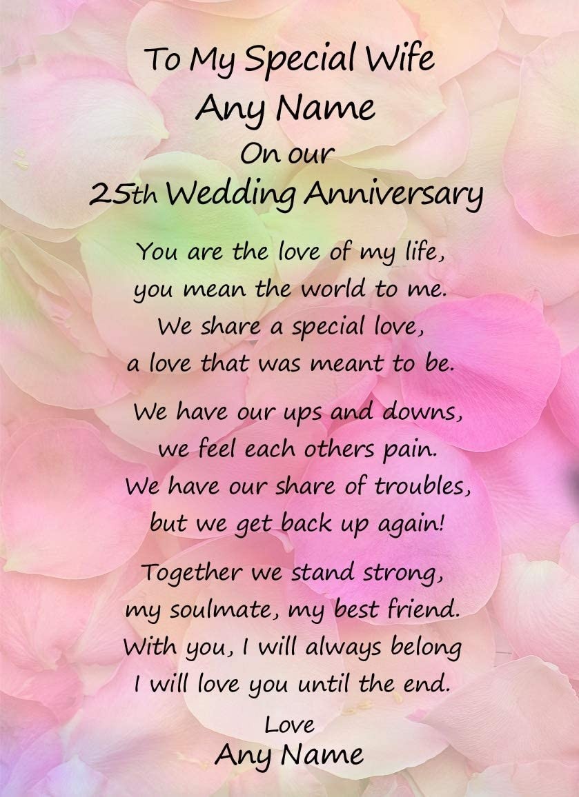 Personalised Romantic Wedding Anniversary Card (Special Wife, Any Year)