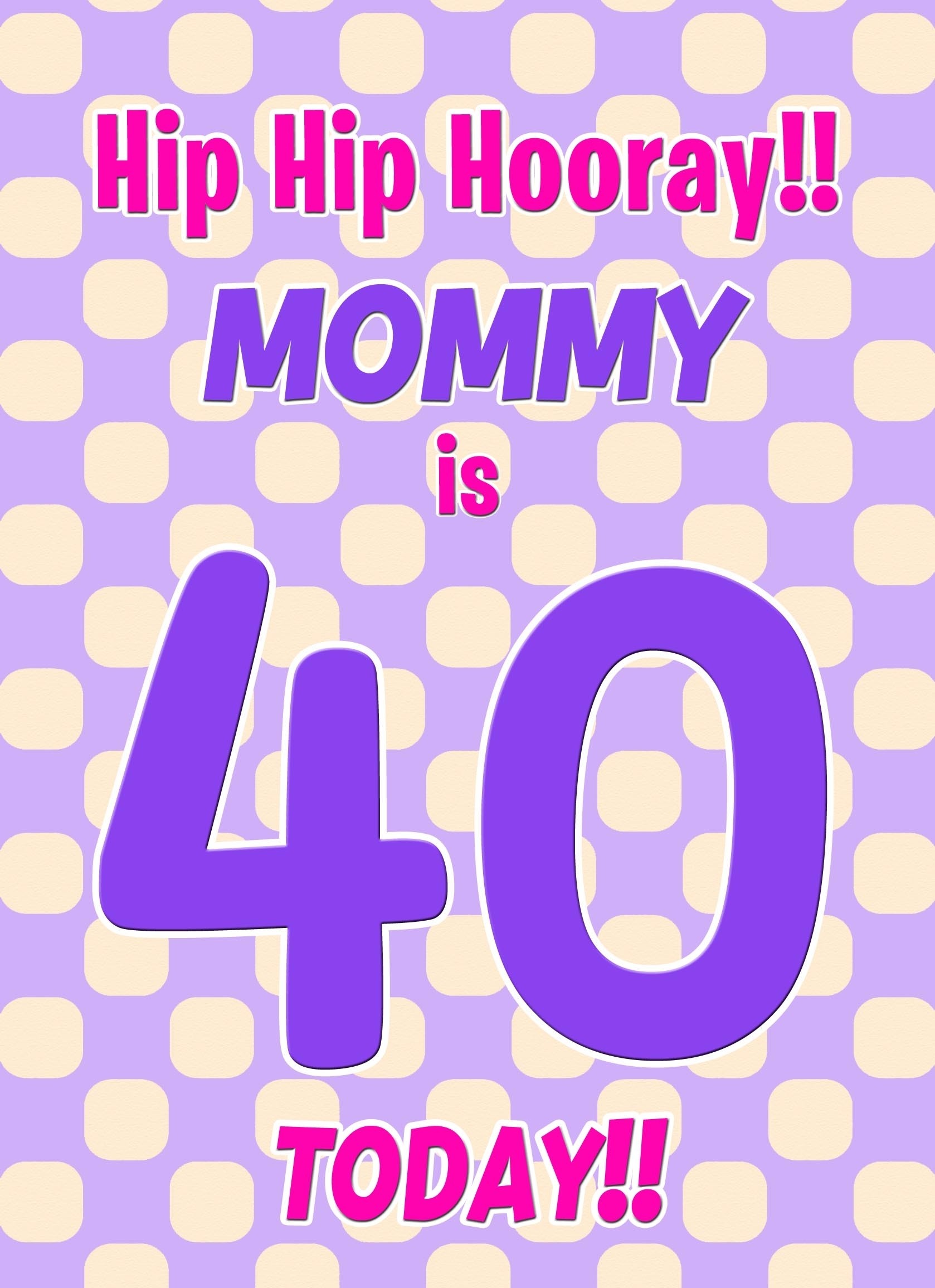 Mommy 40th Birthday Card (Purple Spots)