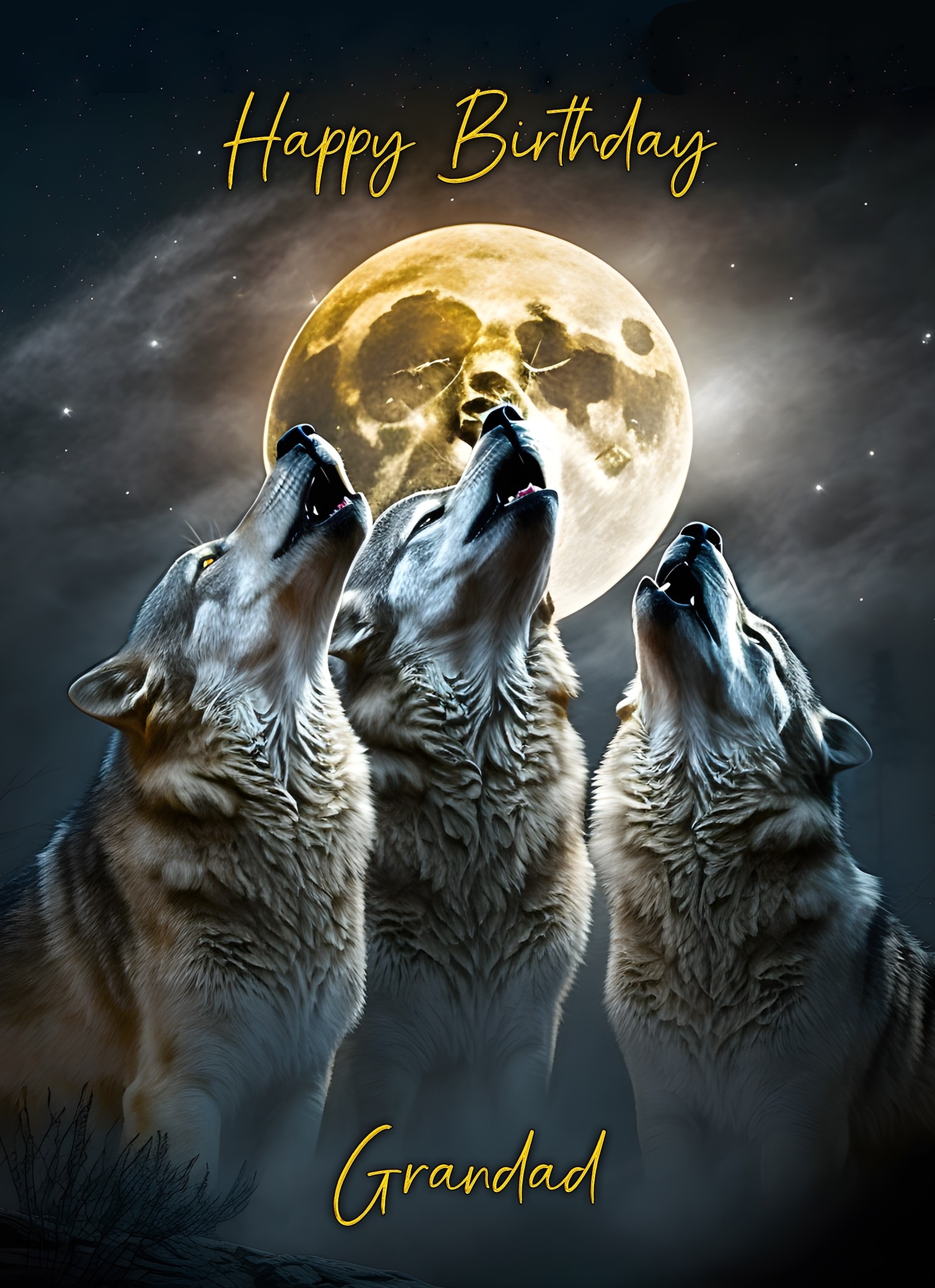 Wolf Fantasy Birthday Card for Grandad