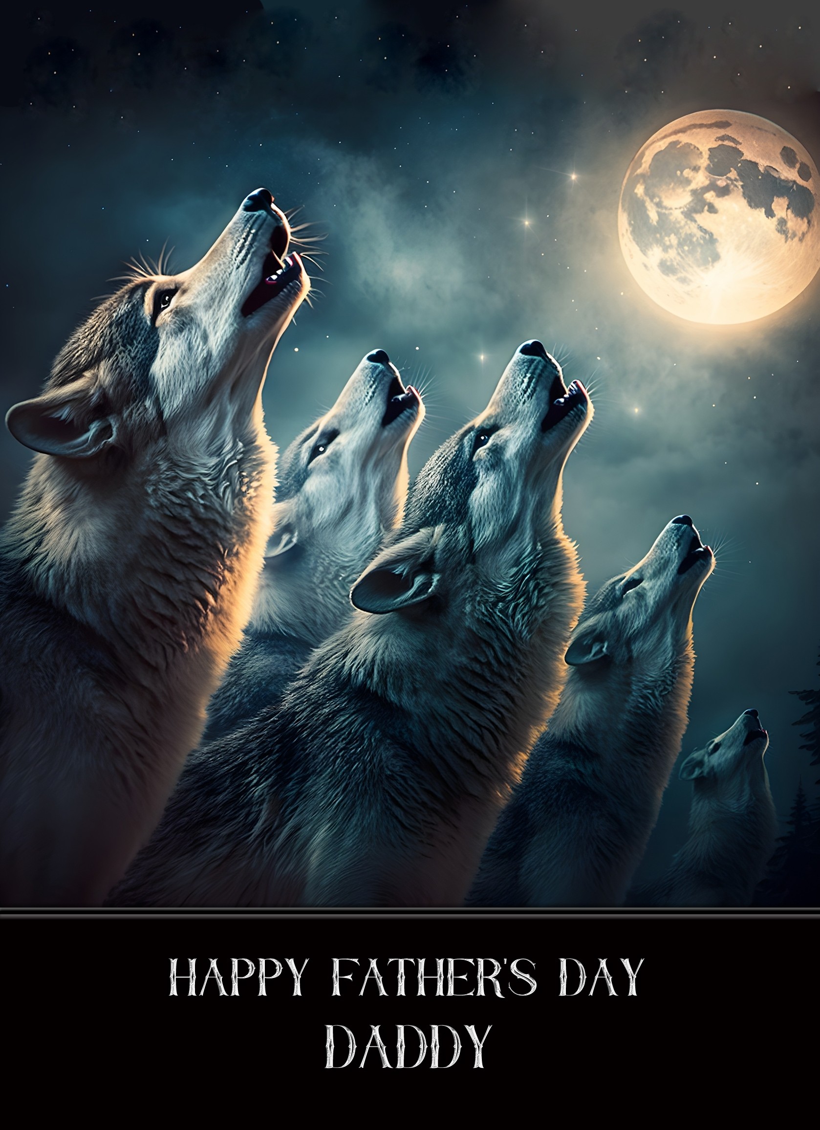 Wolf Fantasy Fathers Day Card for Daddy