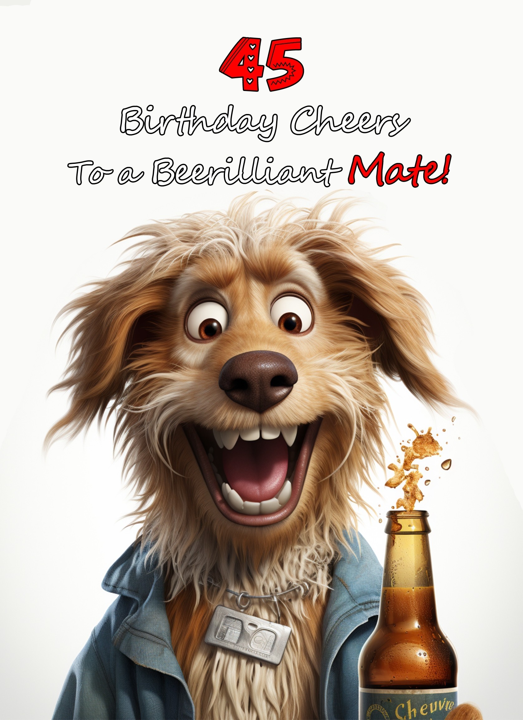 Mate 45th Birthday Card (Funny Beerilliant Birthday Cheers)