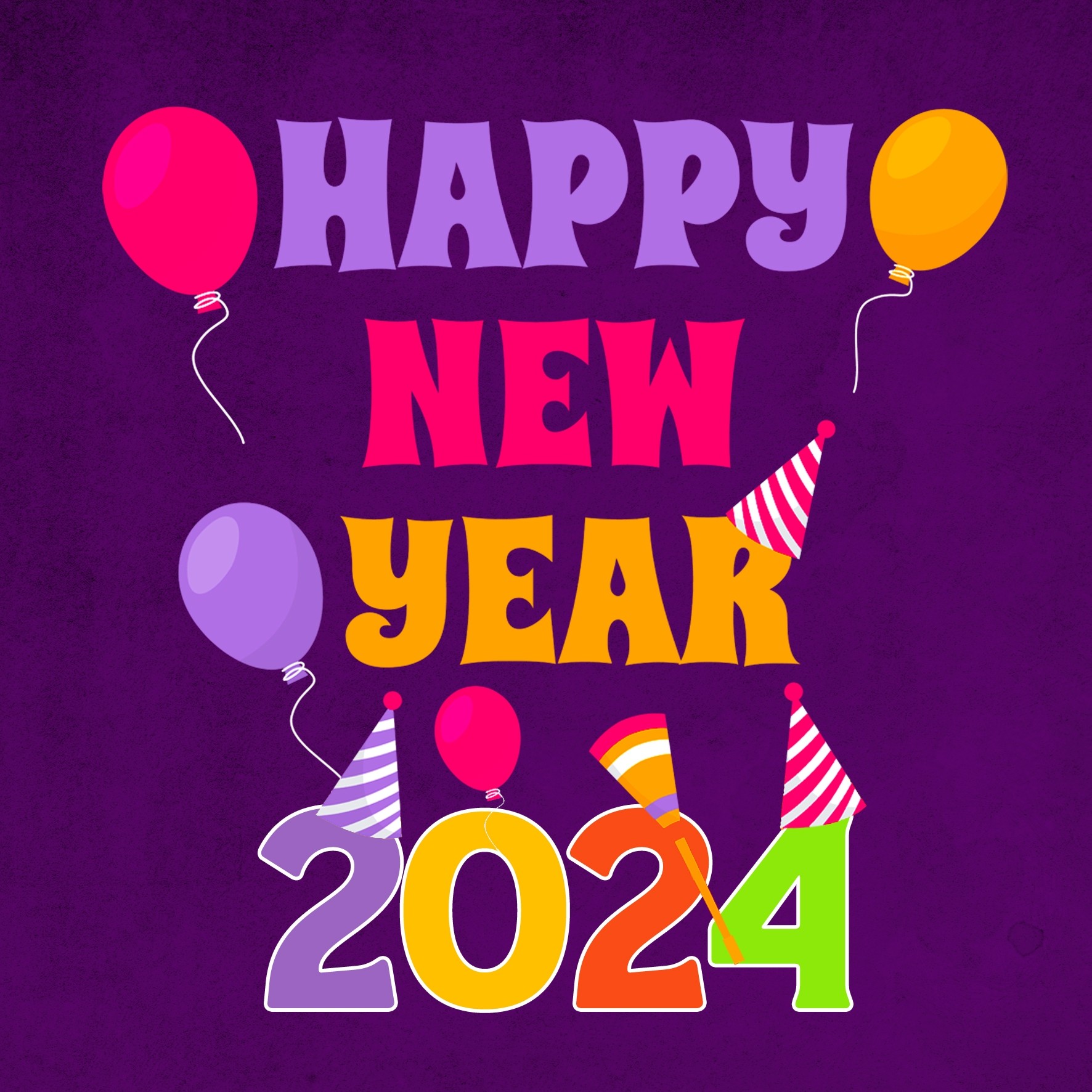 Happy New Year 2024 Card (Purple)