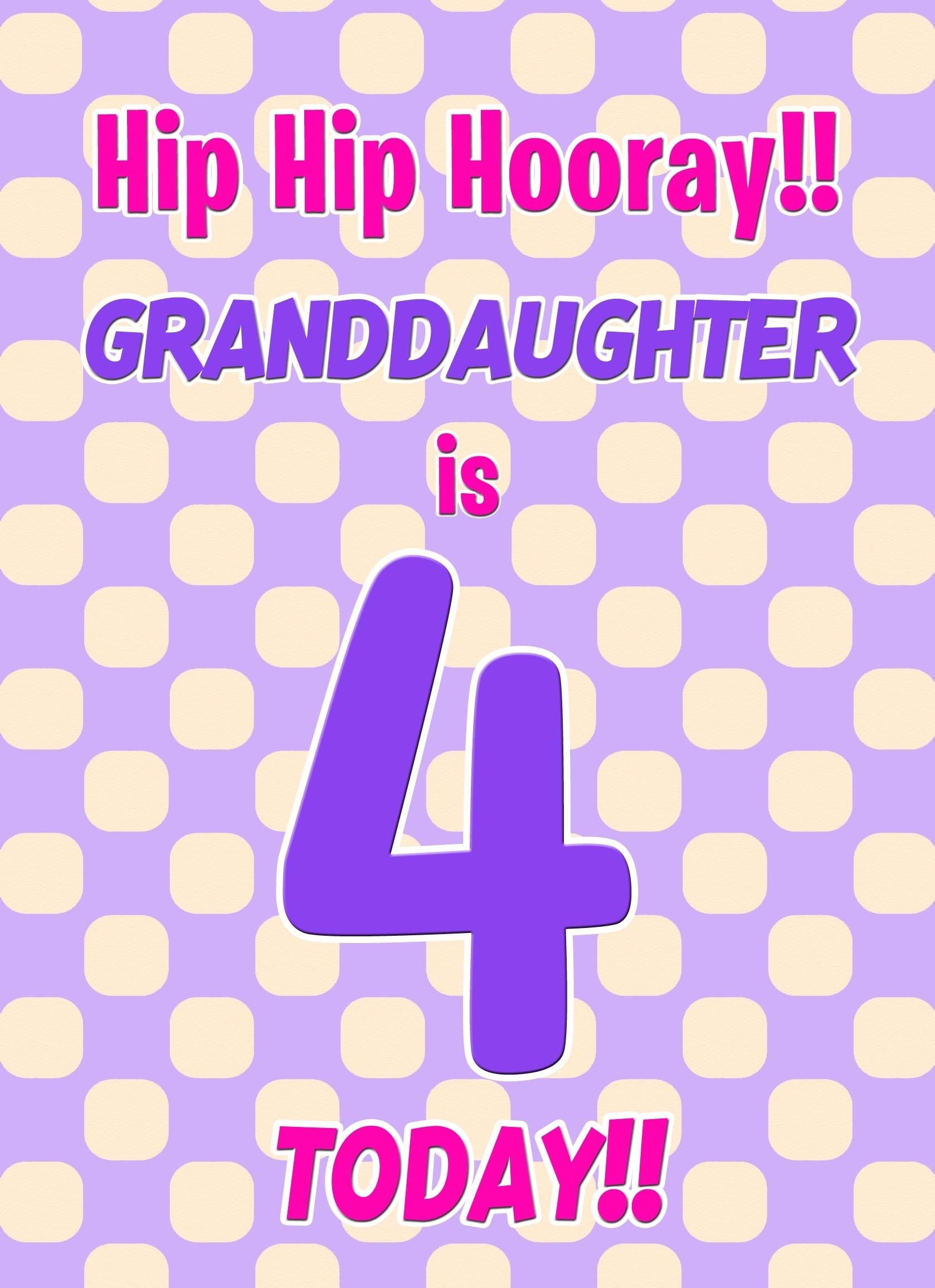 Granddaughter 4th Birthday Card (Purple Spots)