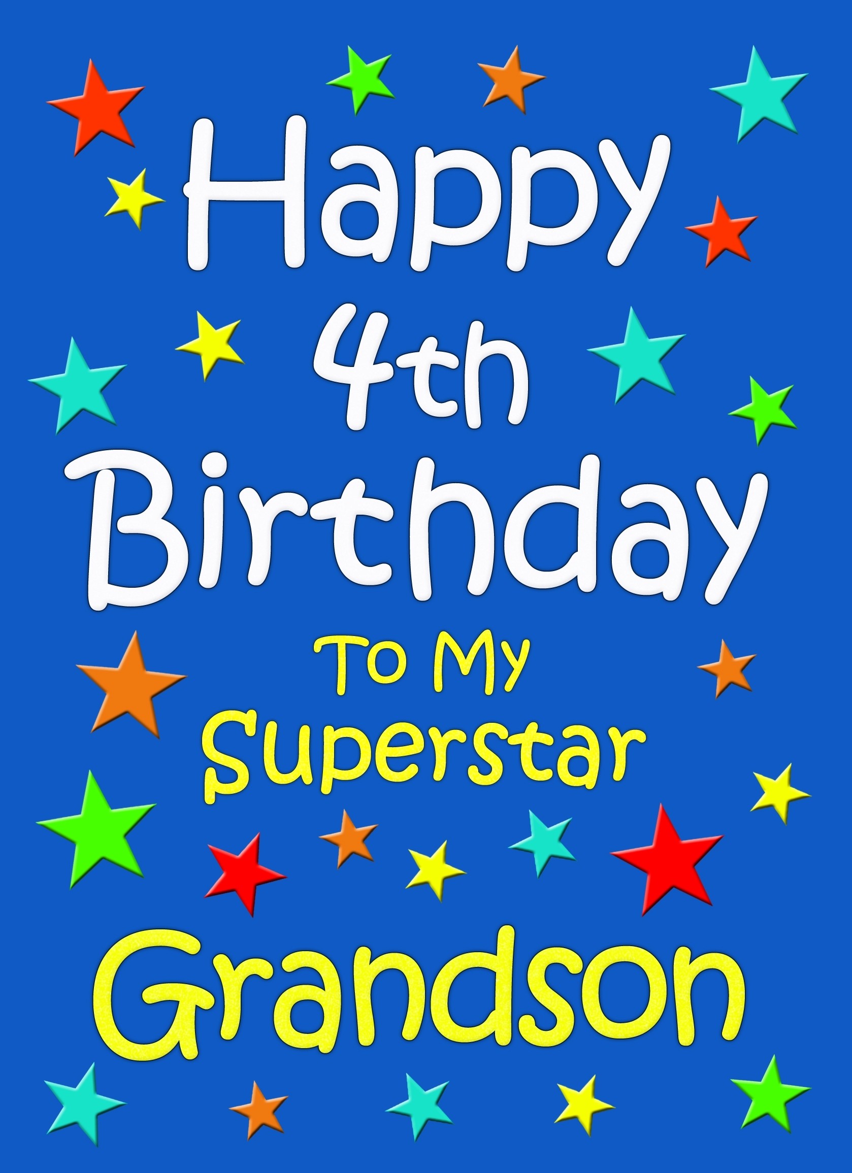 Grandson 4th Birthday Card (Blue)