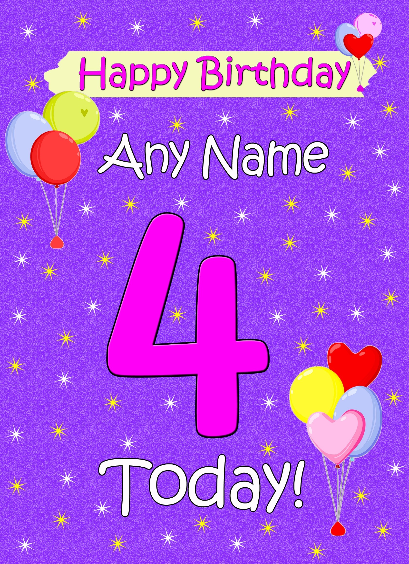 Personalised 4th Birthday Card (Lilac)