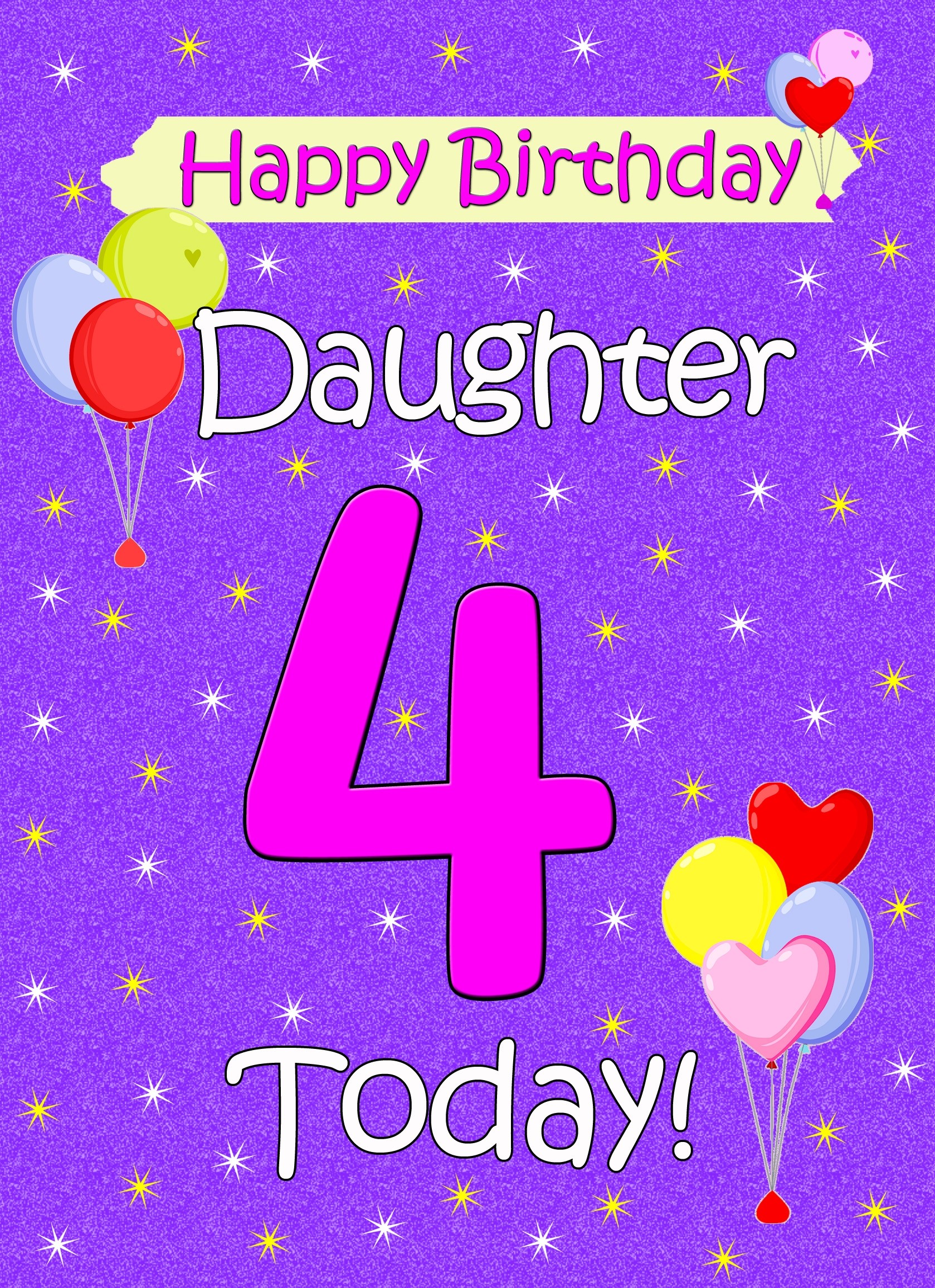Daughter 4th Birthday Card (Lilac)