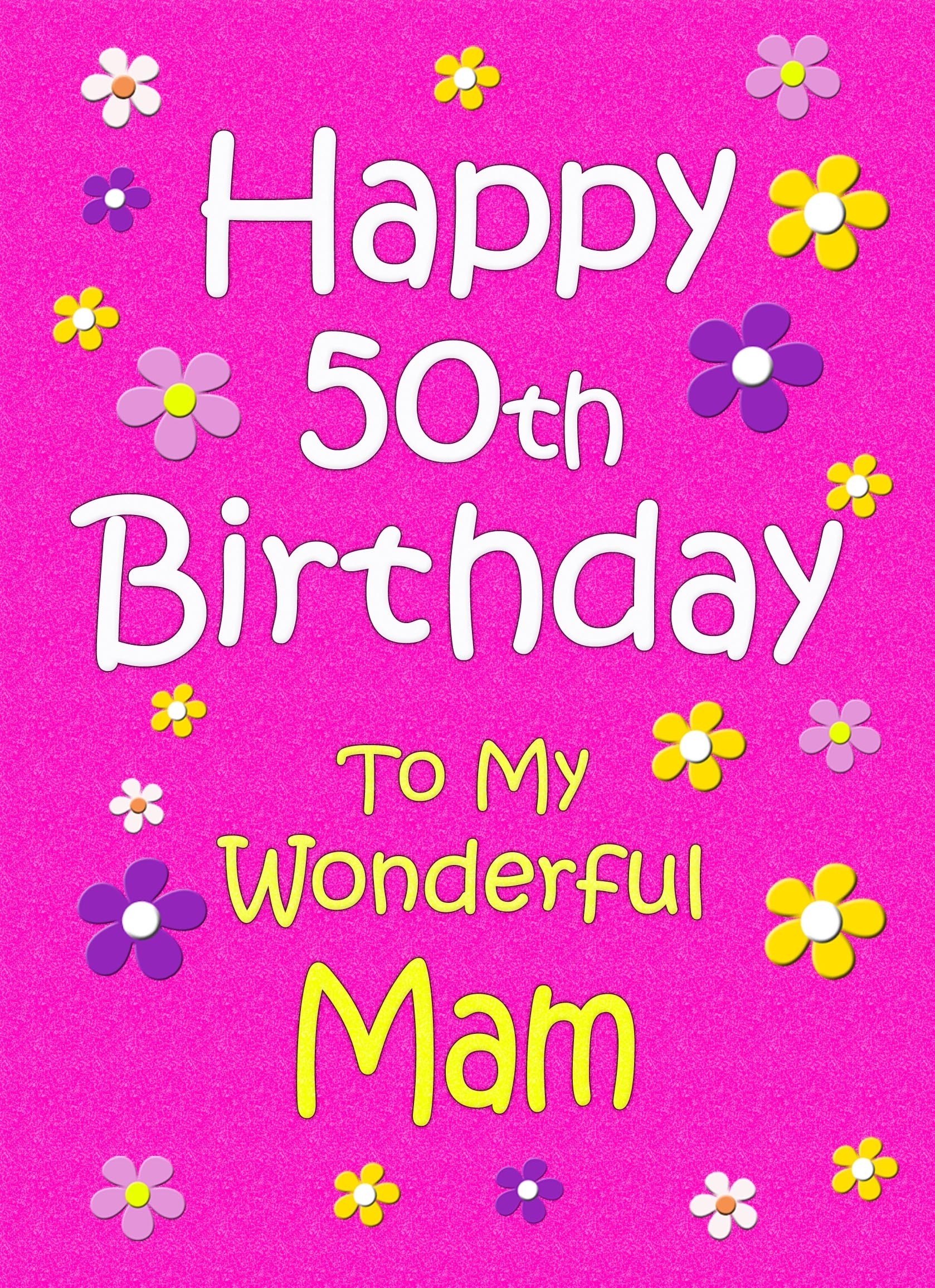 Mam 50th Birthday Card (Pink)