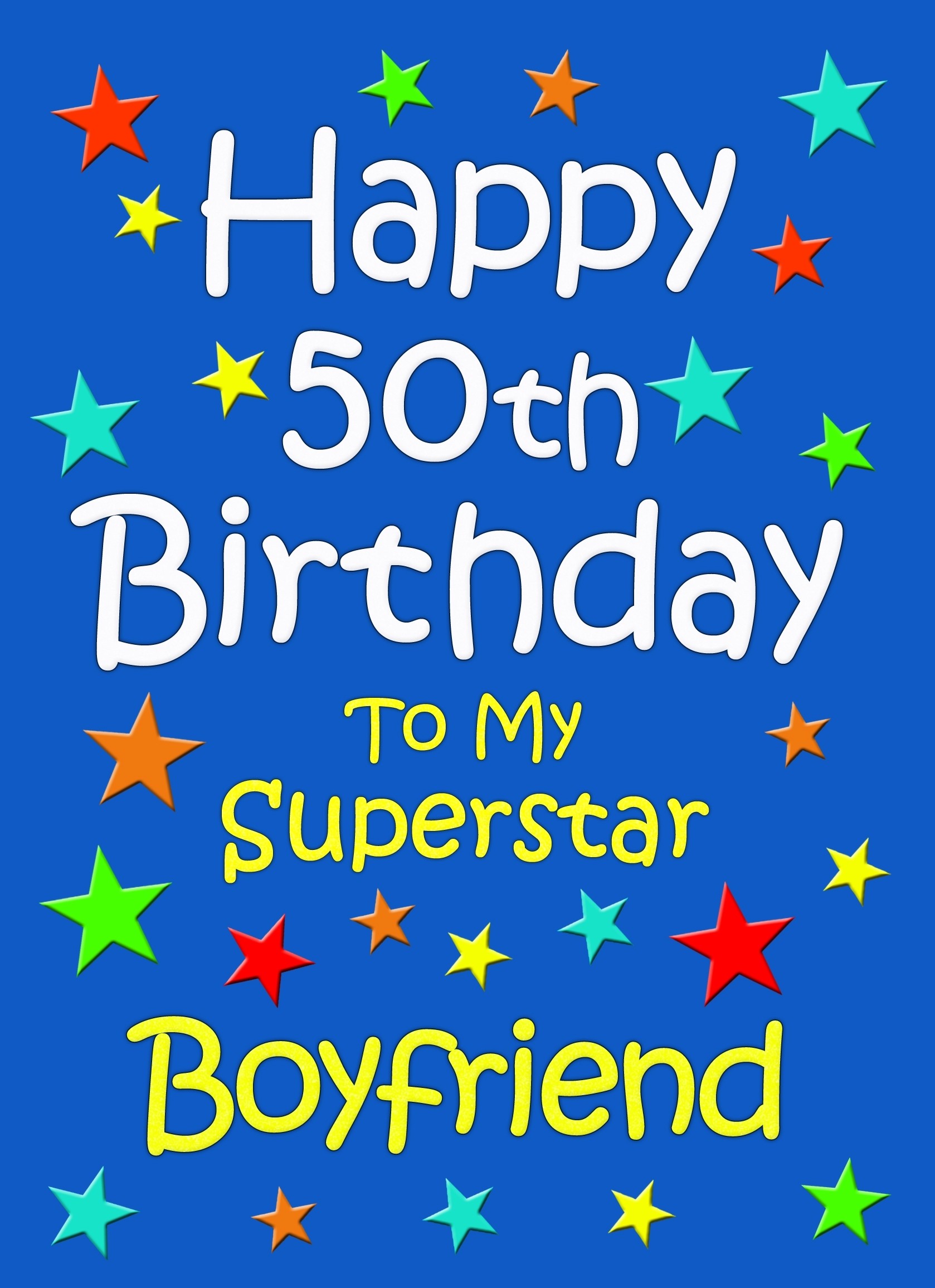 Boyfriend 50th Birthday Card (Blue)